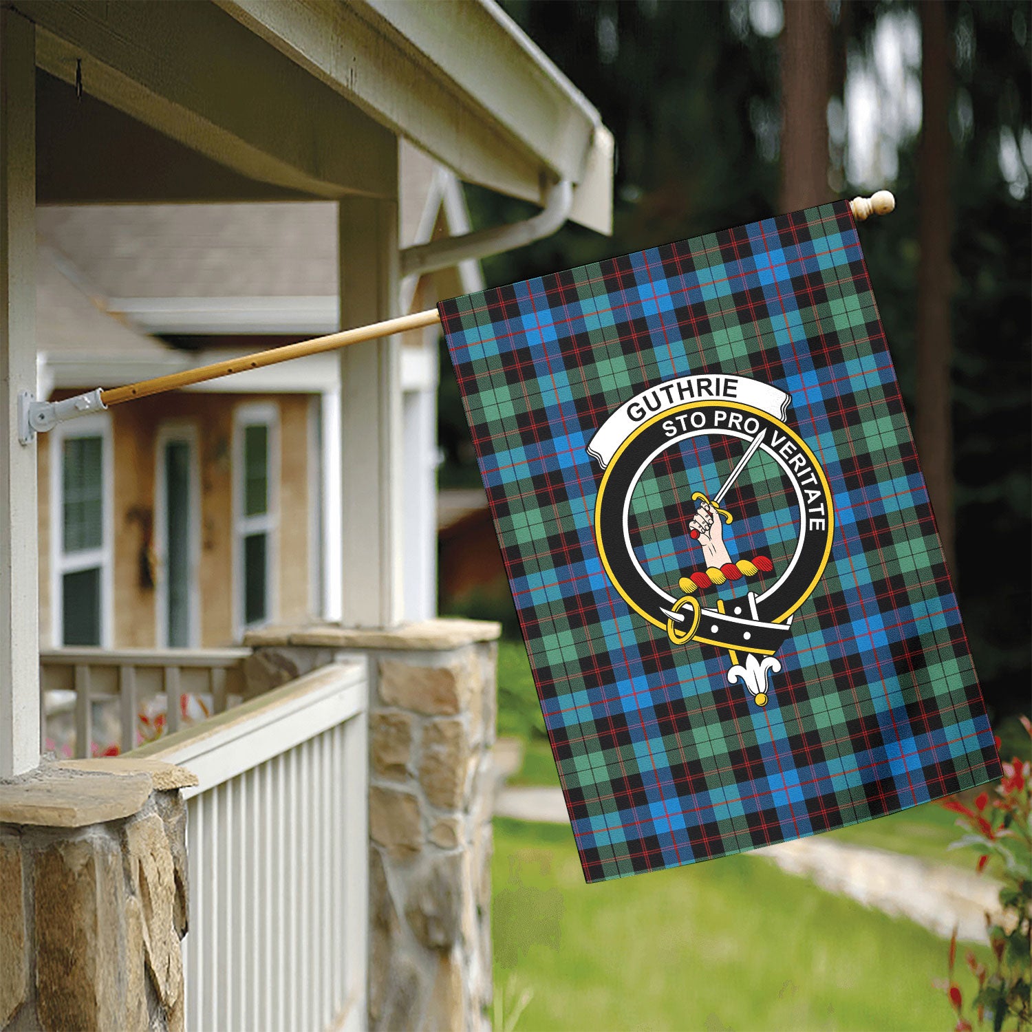 Guthrie Ancient Tartan Crest Garden Flag