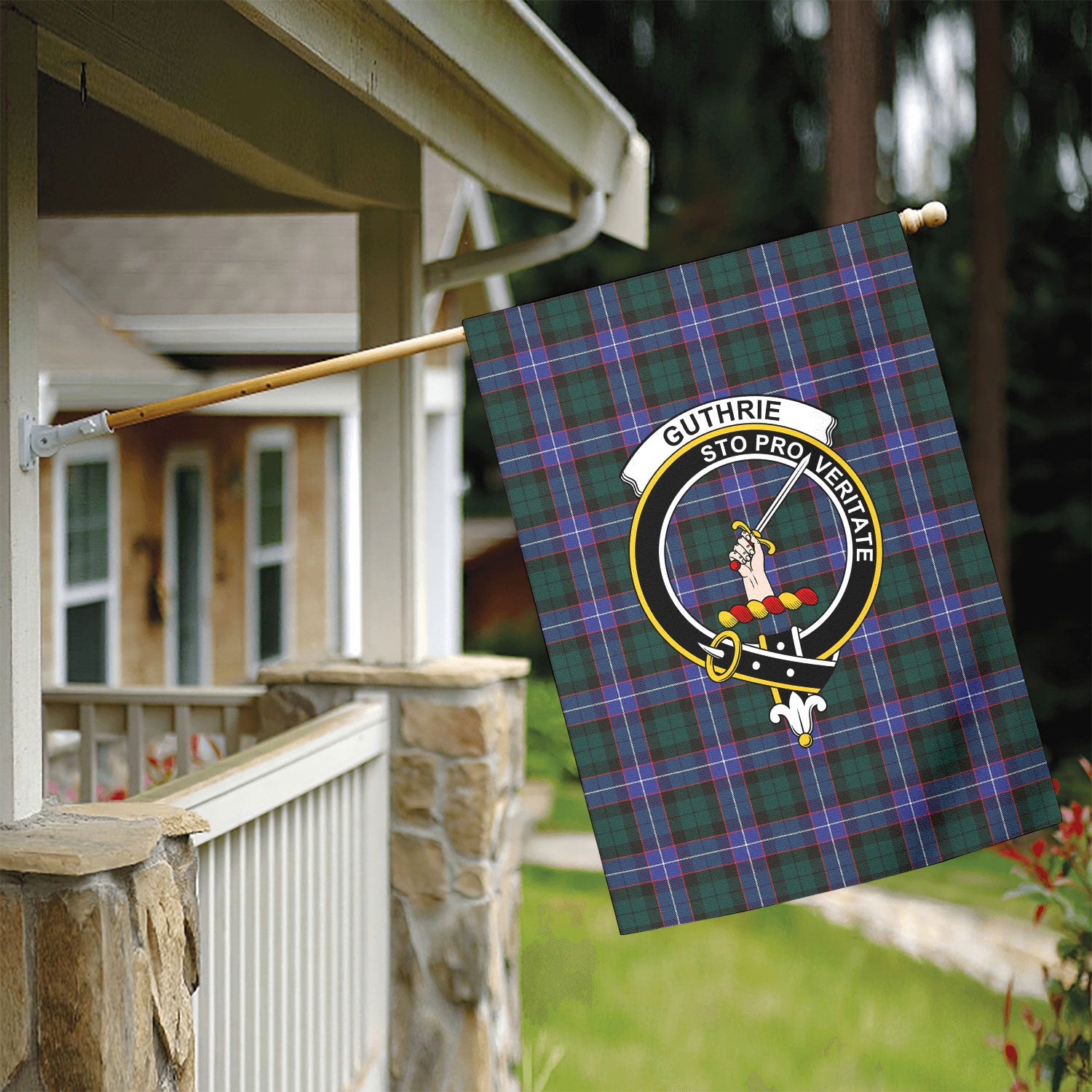 Guthrie Modern Tartan Crest Garden Flag