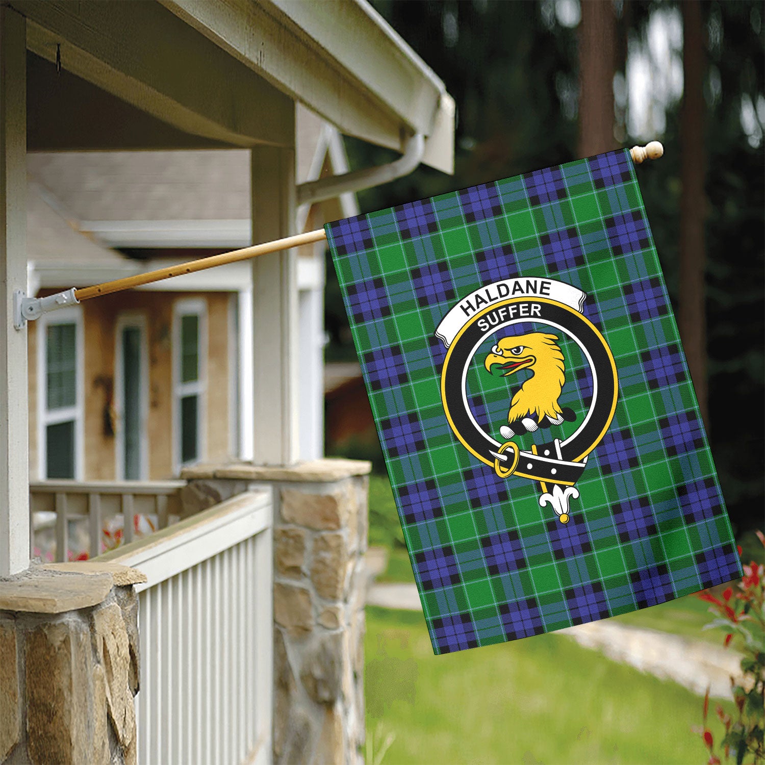 Haldane Tartan Crest Garden Flag