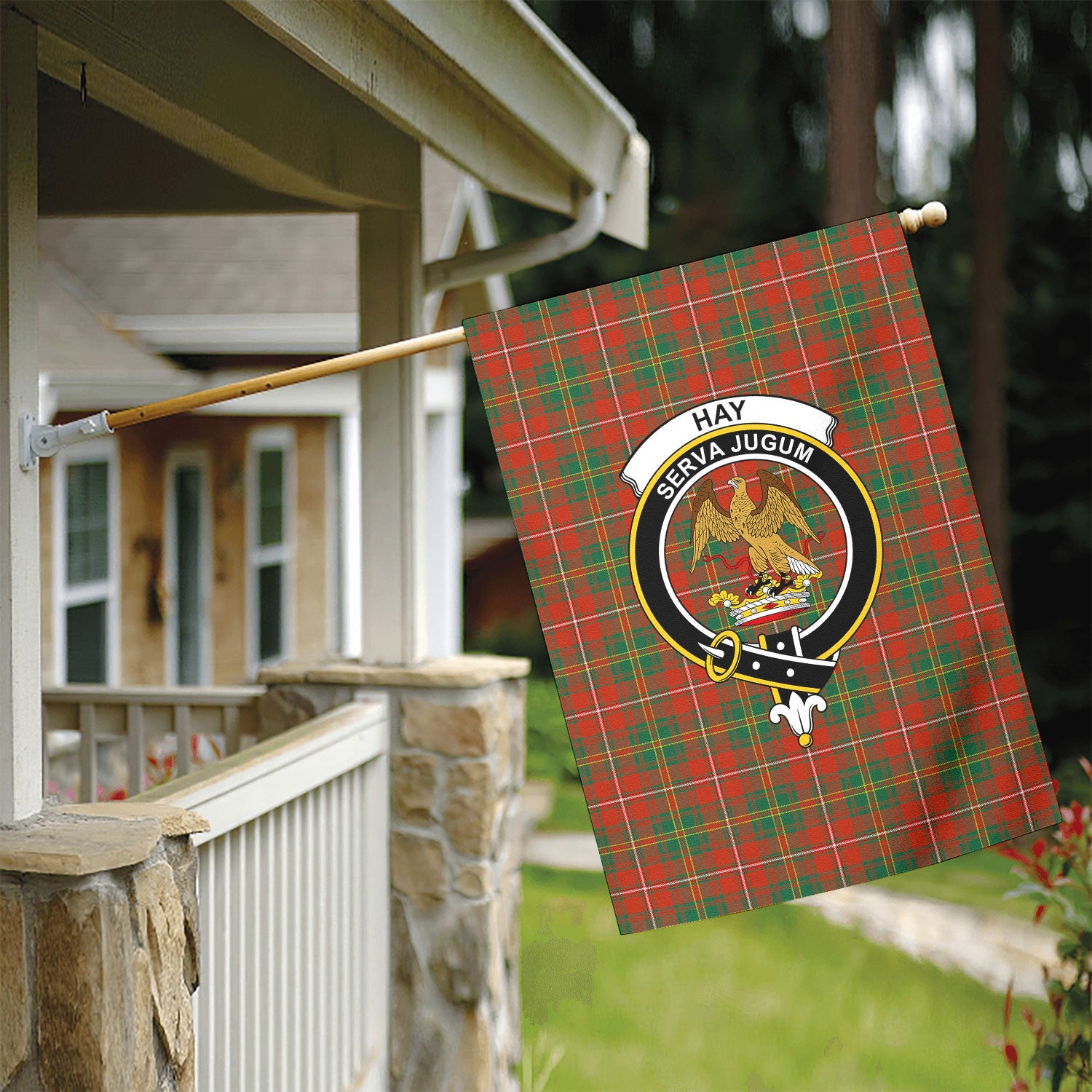 Hay Ancient Tartan Crest Garden Flag