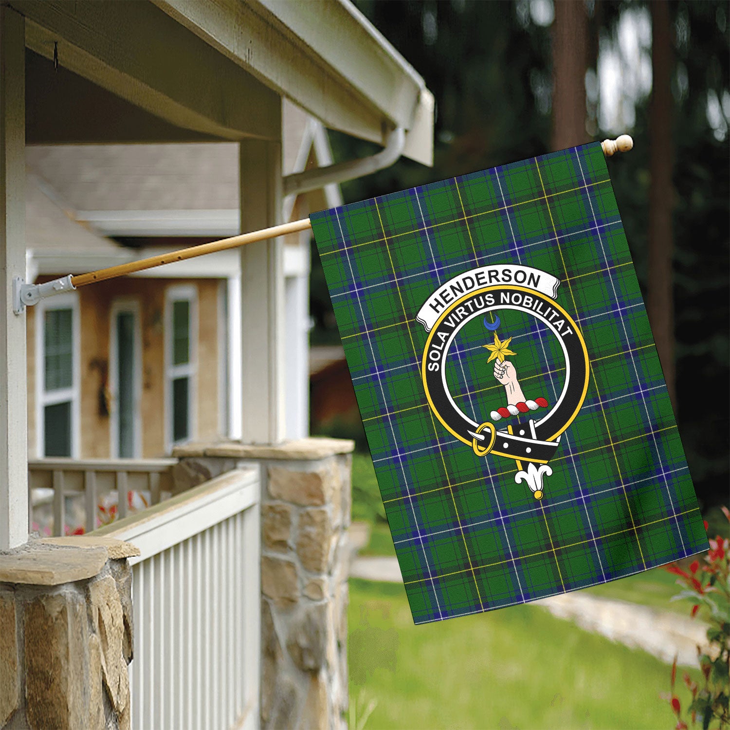 Henderson Modern Tartan Crest Garden Flag