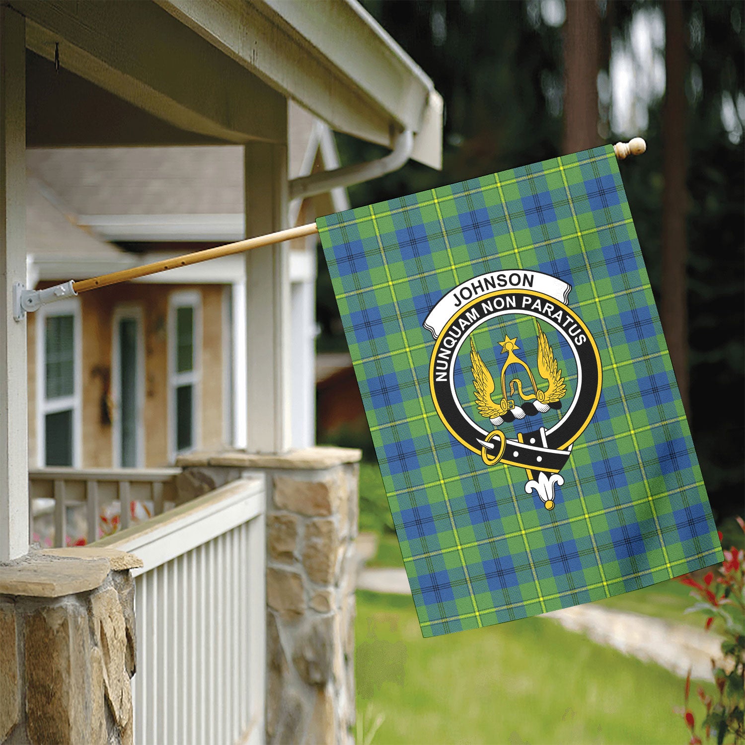 Johnson Ancient Tartan Crest Garden Flag