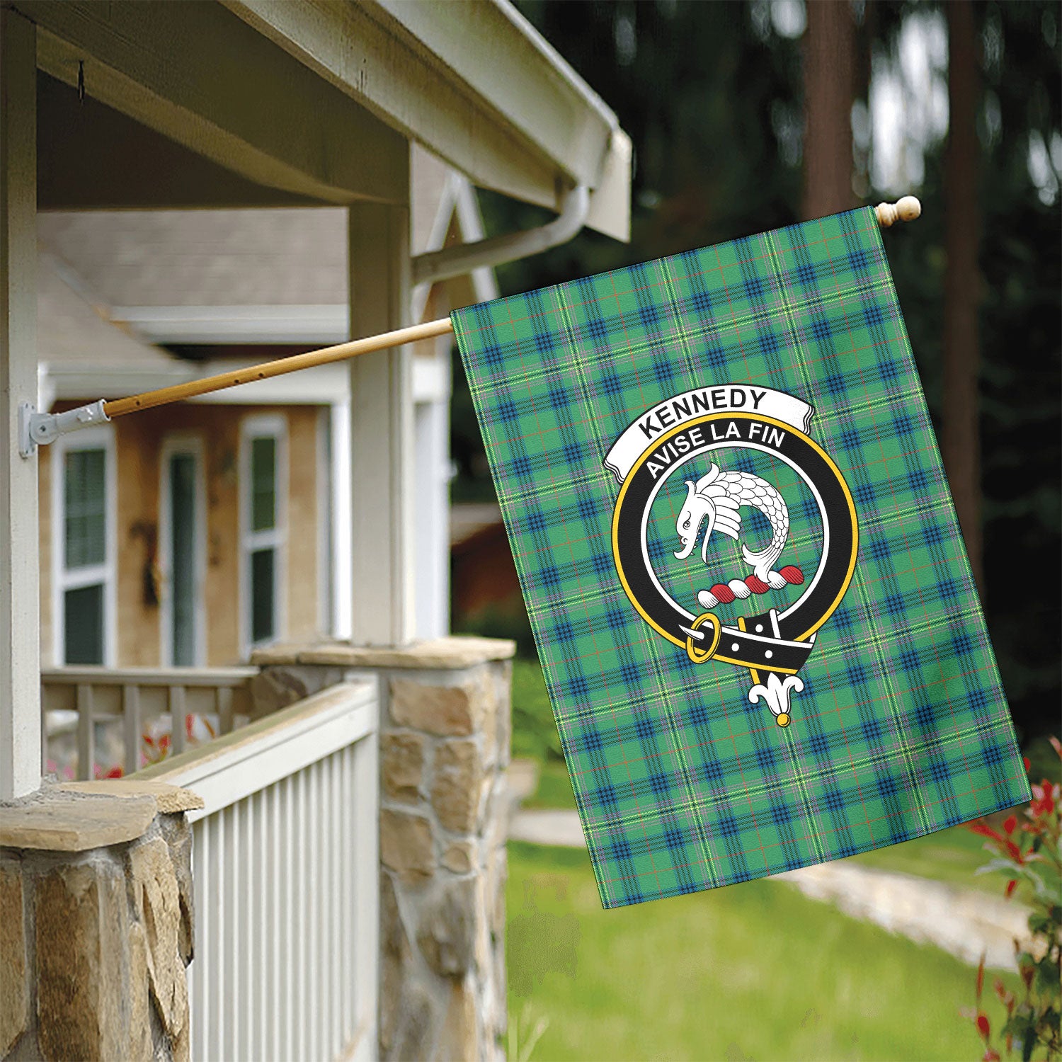 Kennedy Ancient Tartan Crest Garden Flag