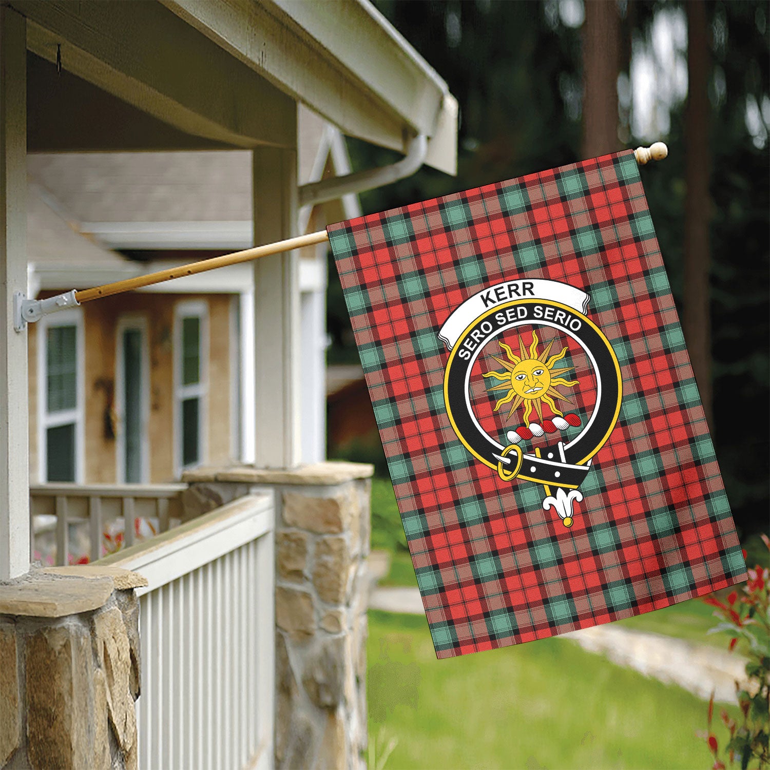 Kerr Ancient Tartan Crest Garden Flag