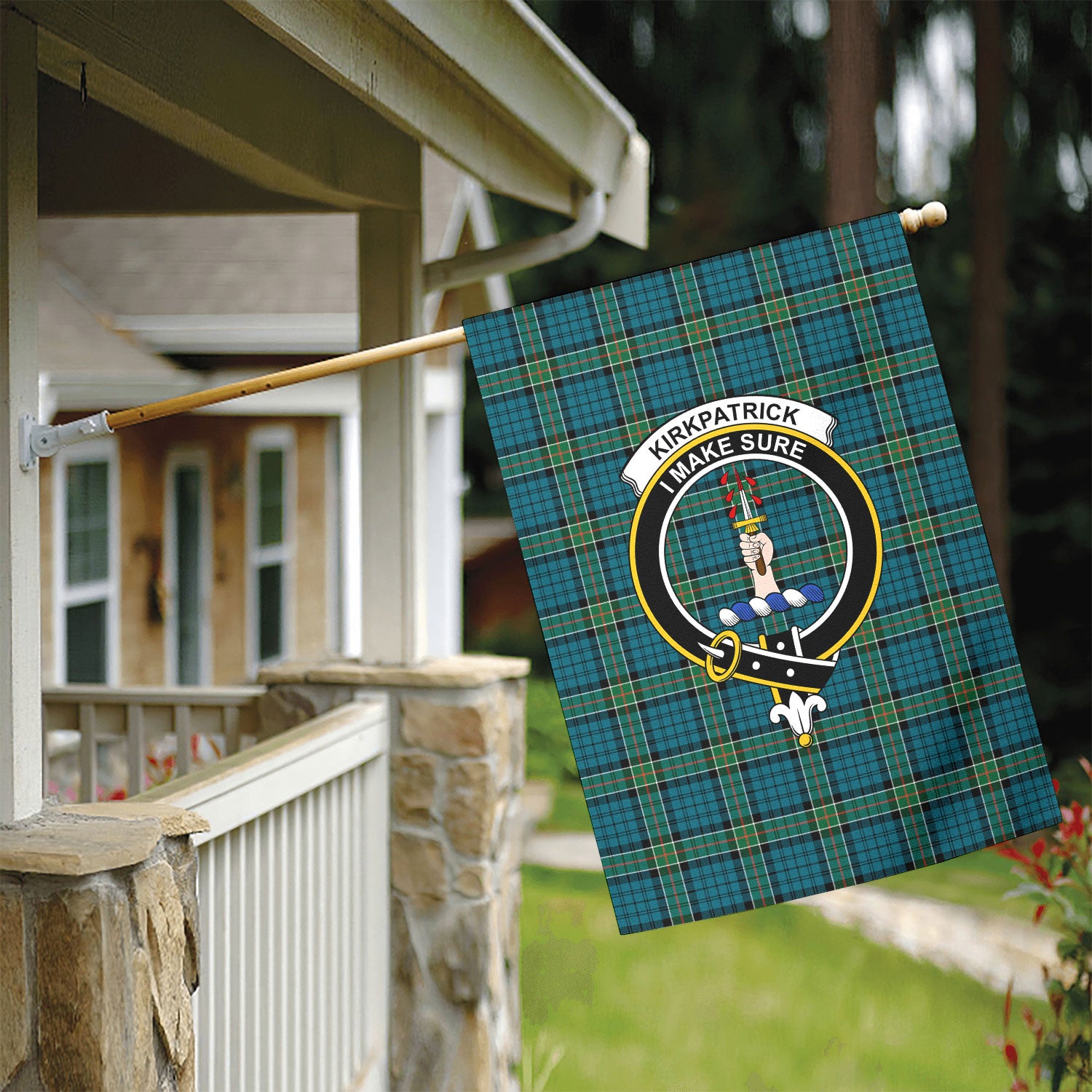 Kirkpatrick Ancient Tartan Crest Garden Flag