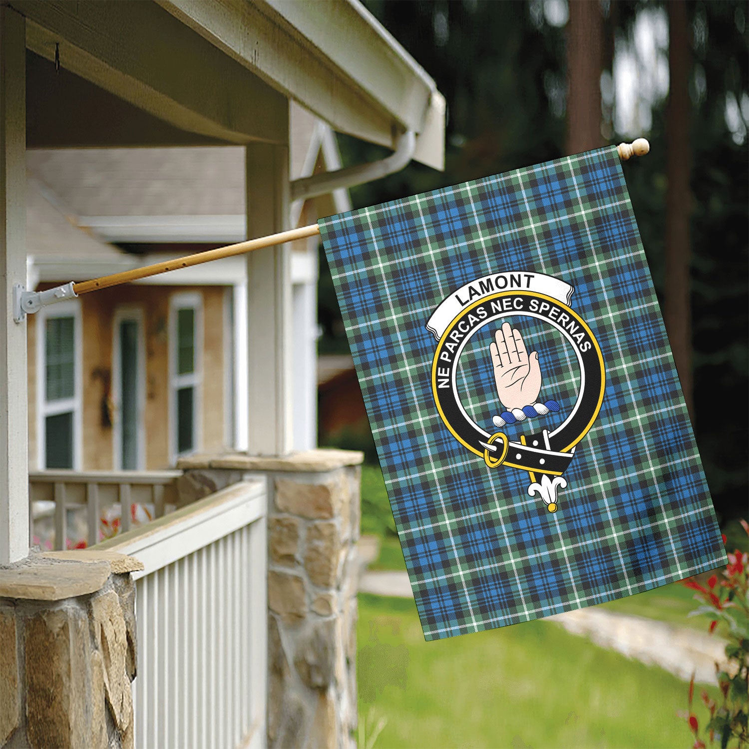 Lamont Ancient Tartan Crest Garden Flag