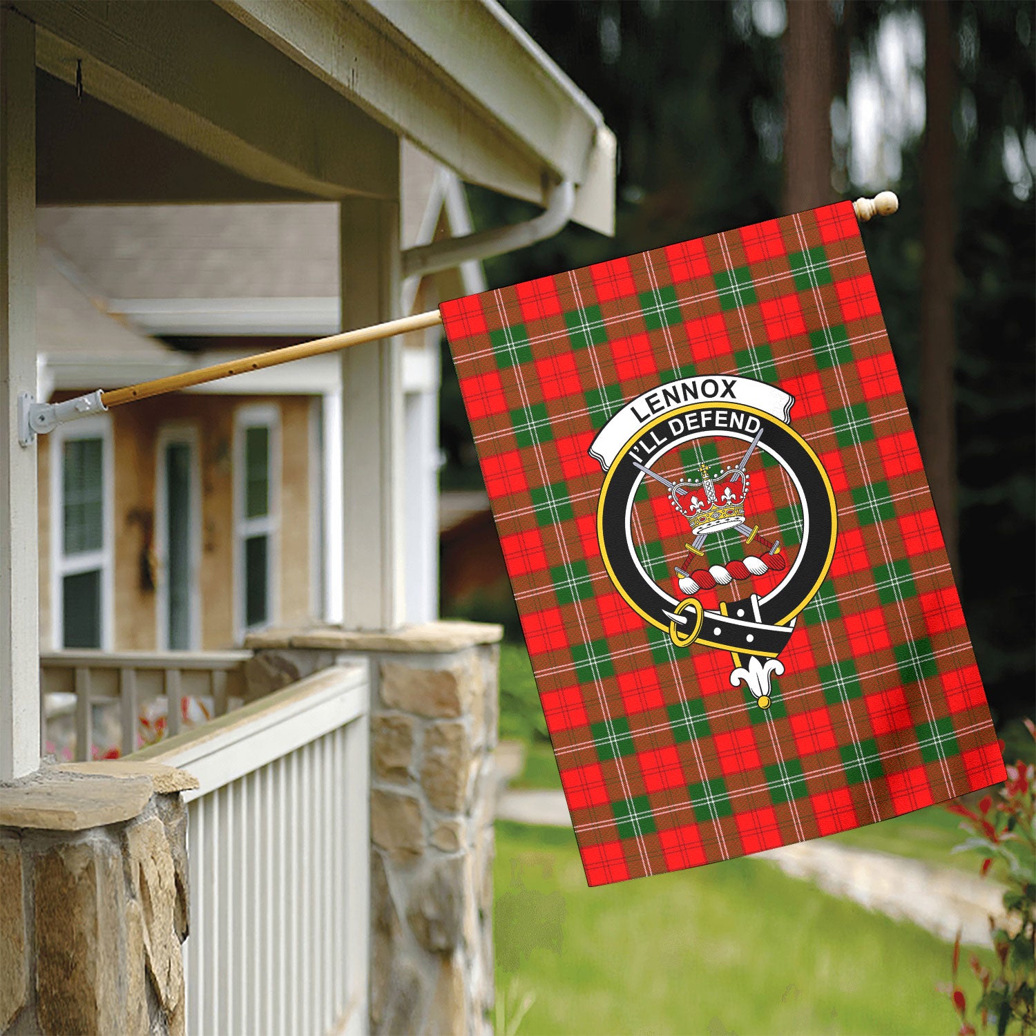 Lennox (Lennox Kincaid) Tartan Crest Garden Flag