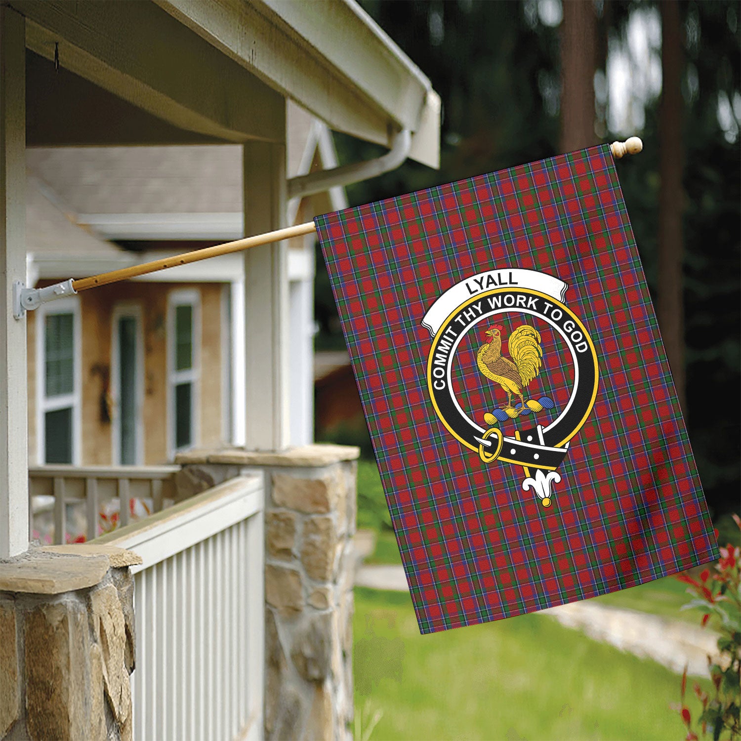 Lyall Tartan Crest Garden Flag