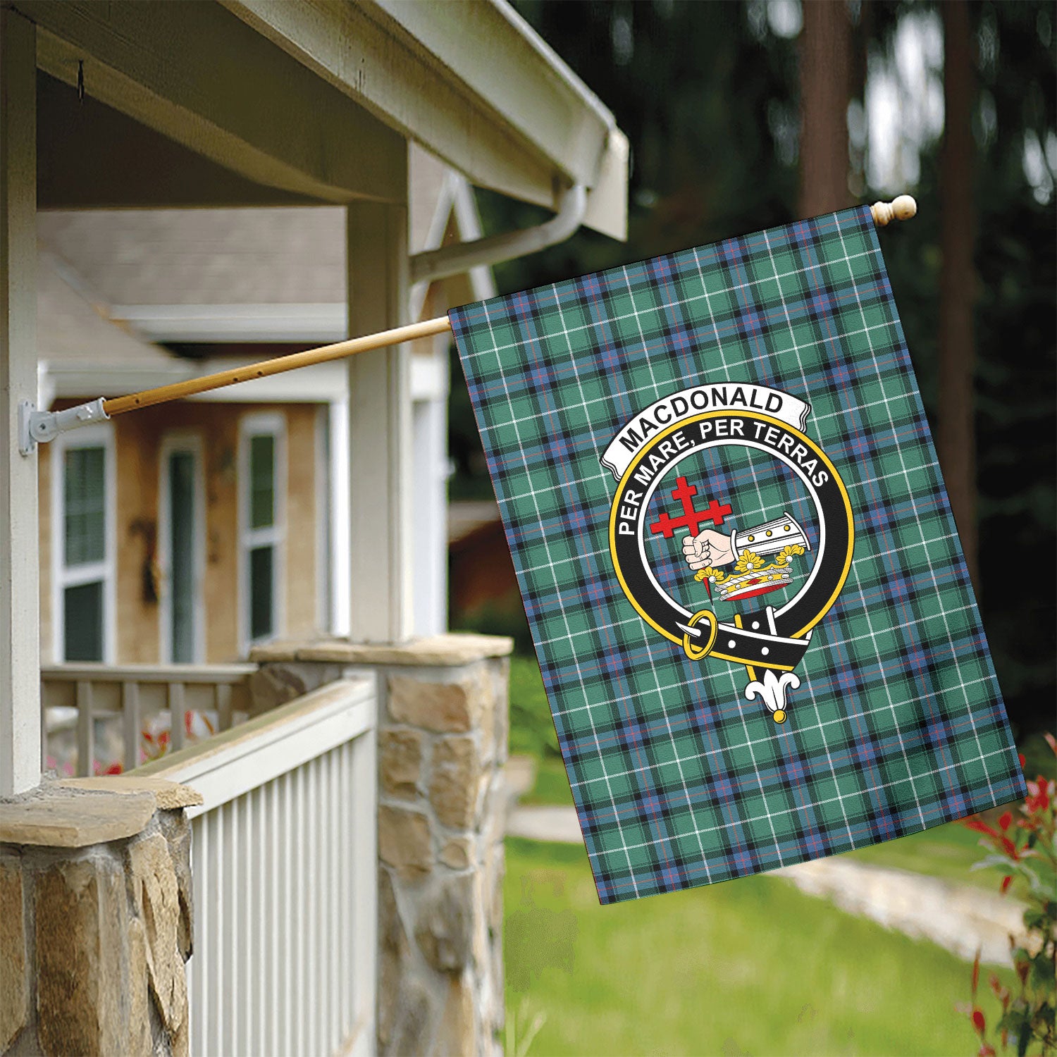 MacDonald of the Isles Hunting Ancient Tartan Crest Garden Flag