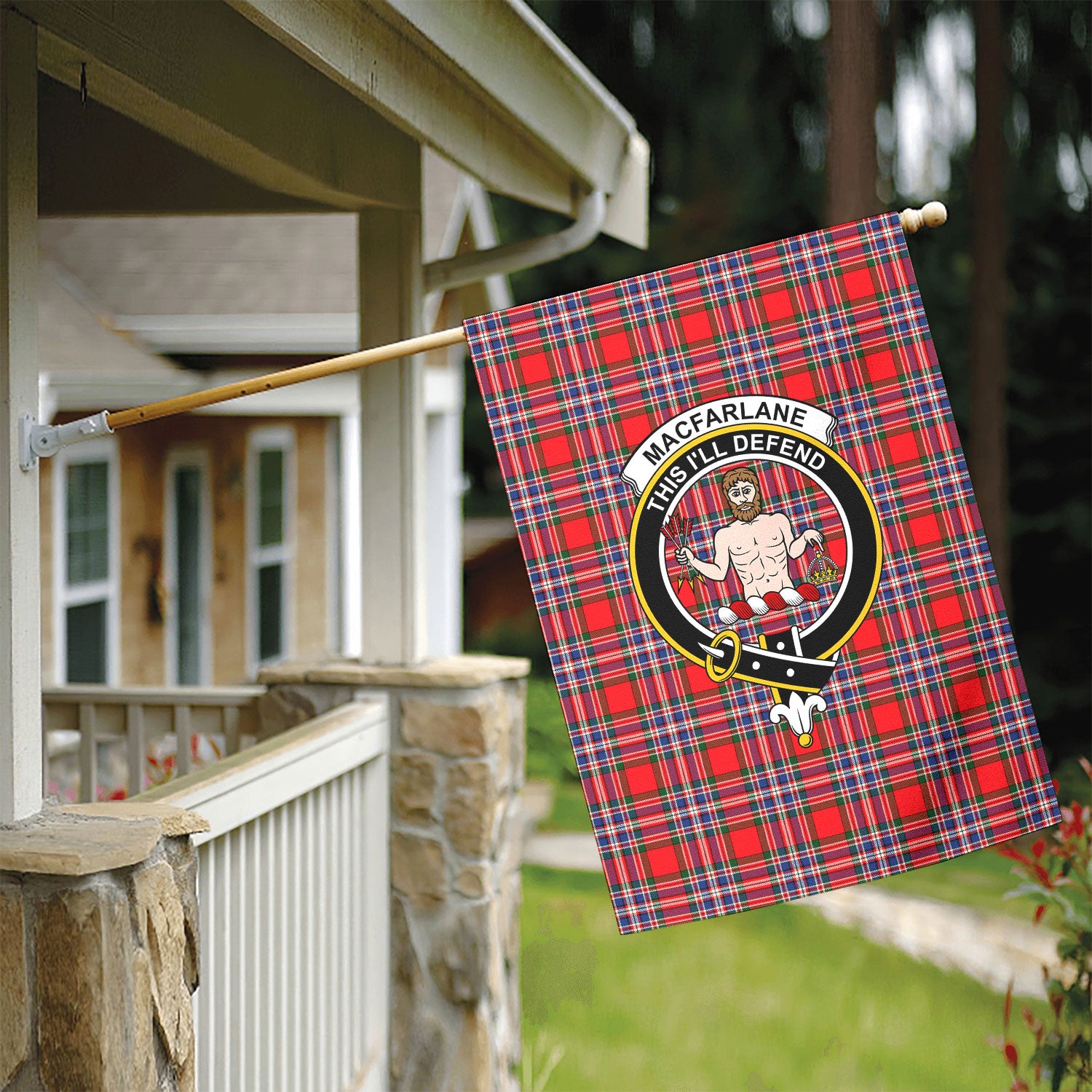 MacFarlane Modern Tartan Crest Garden Flag
