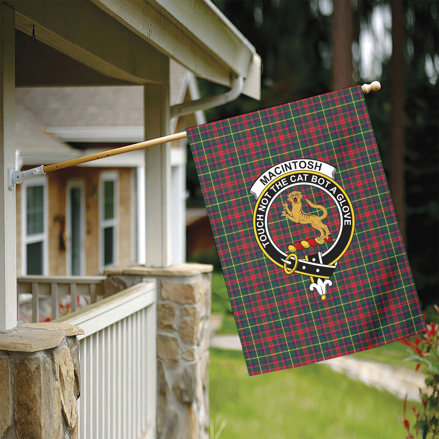 MacIntosh Hunting Modern Tartan Crest Garden Flag