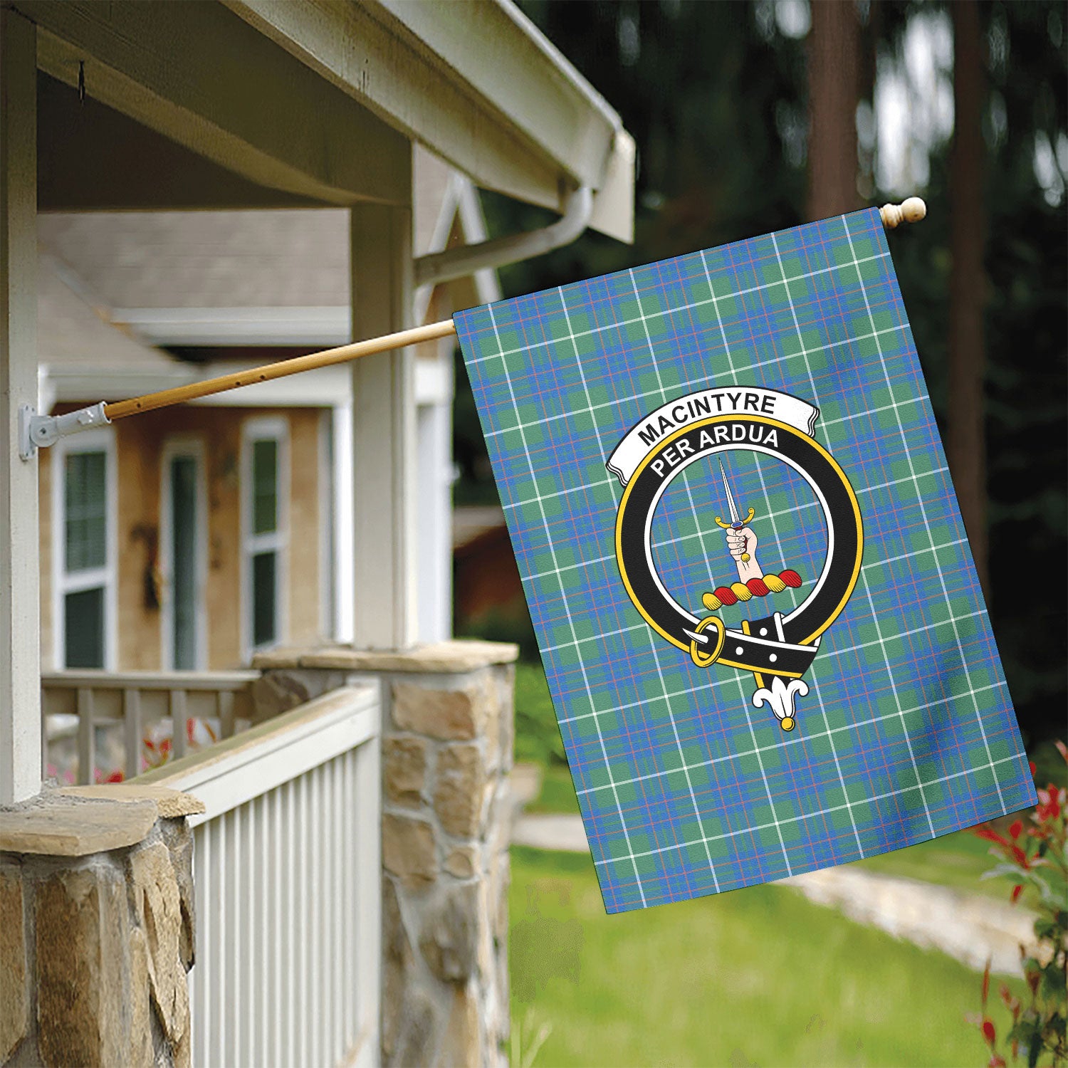 MacIntyre Hunting Ancient Tartan Crest Garden Flag