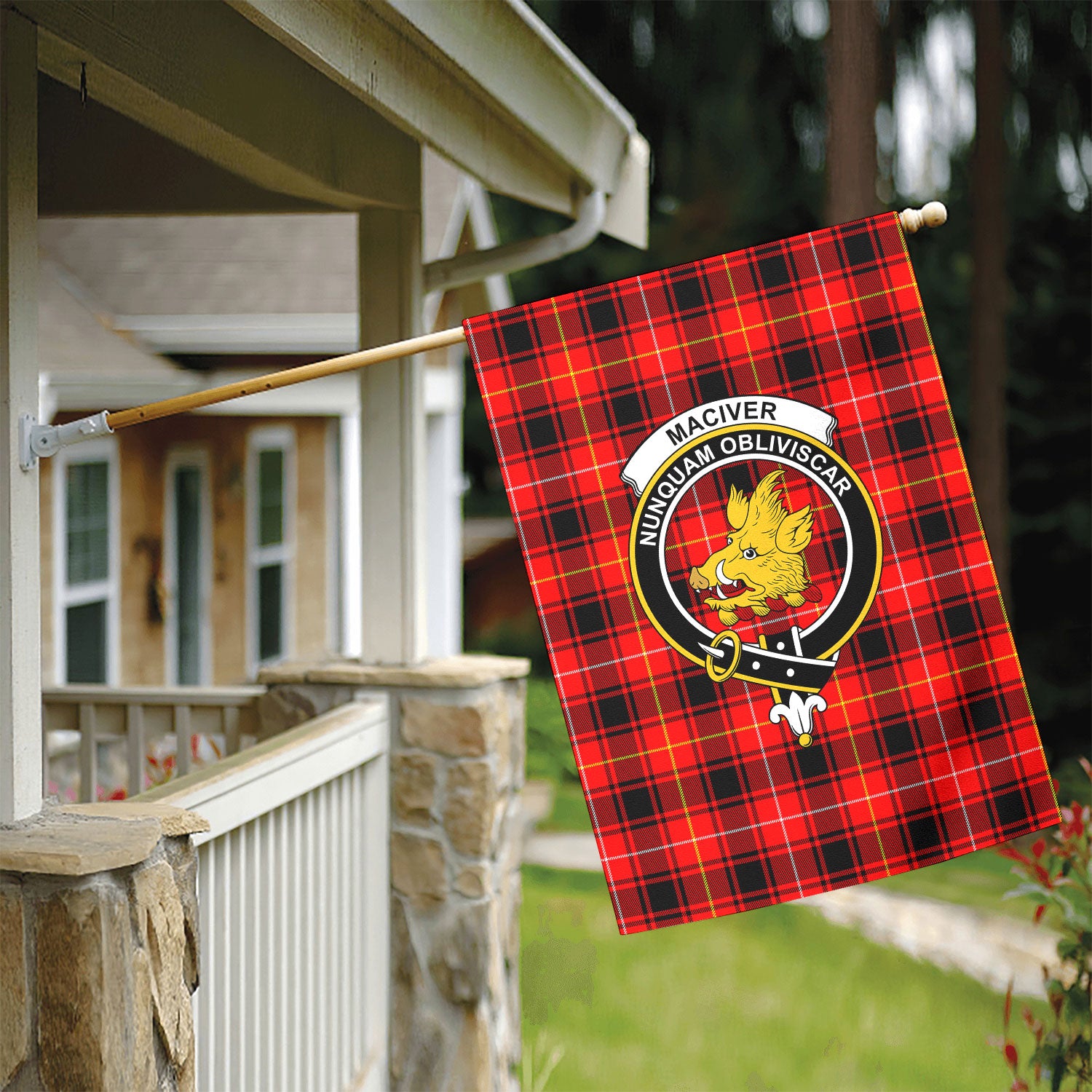MacIver Modern Tartan Crest Garden Flag