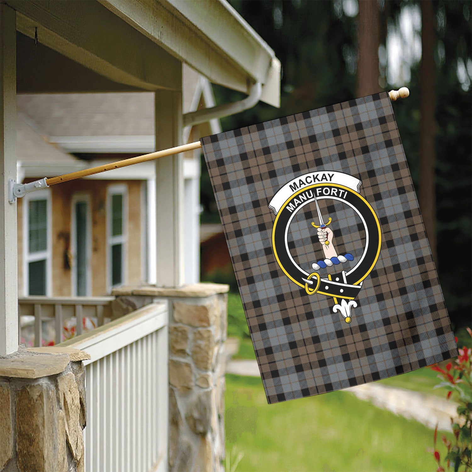 MacKay Weathered Tartan Crest Garden Flag