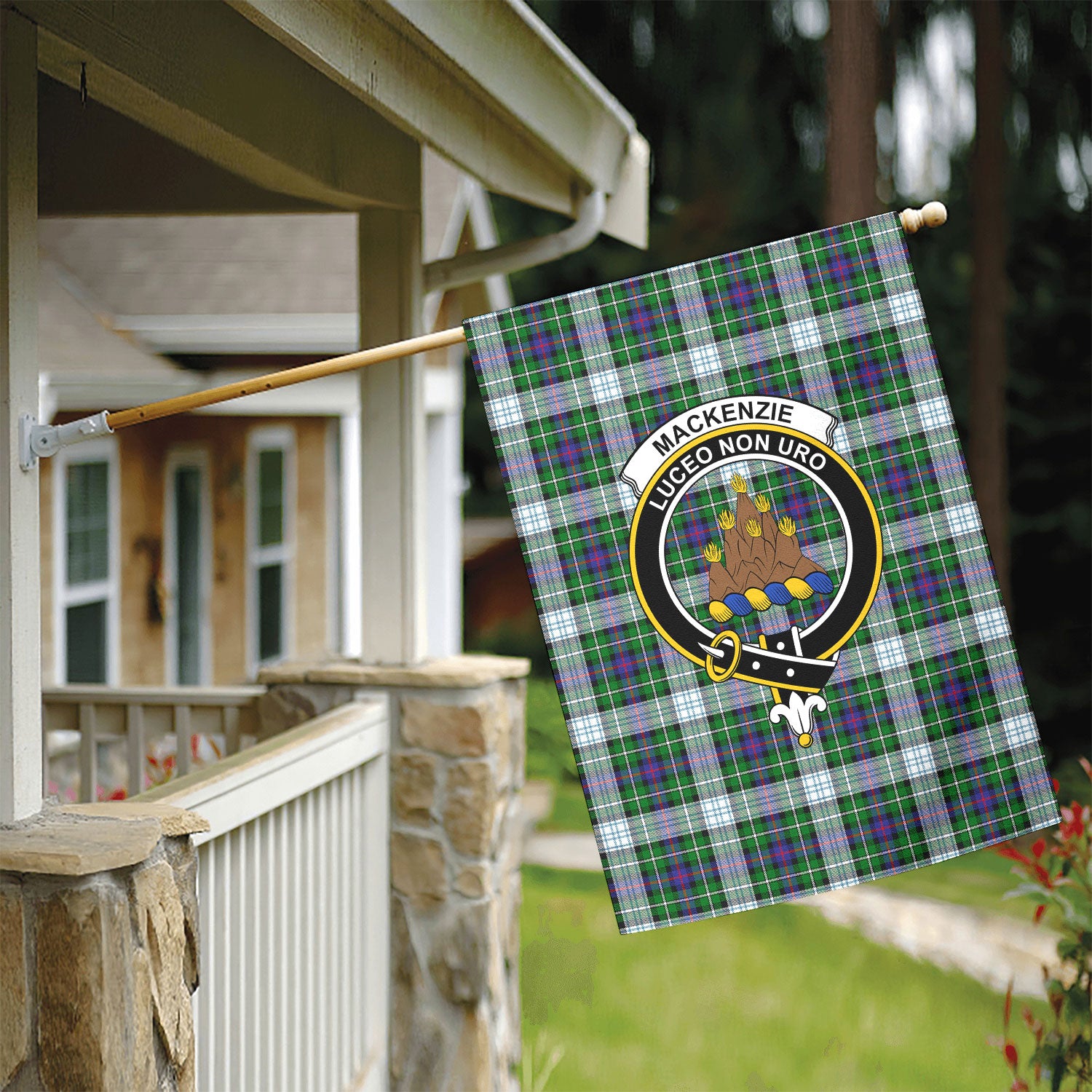 MacKenzie Dress Modern Tartan Crest Garden Flag
