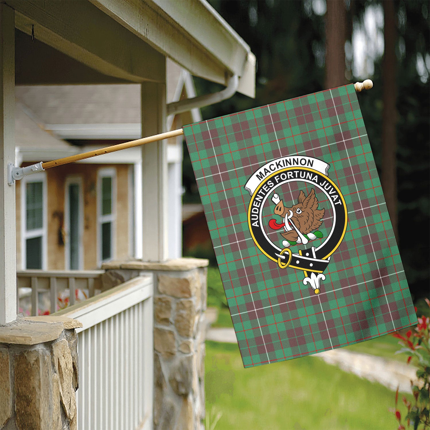 MacKinnon Hunting Ancient Tartan Crest Garden Flag