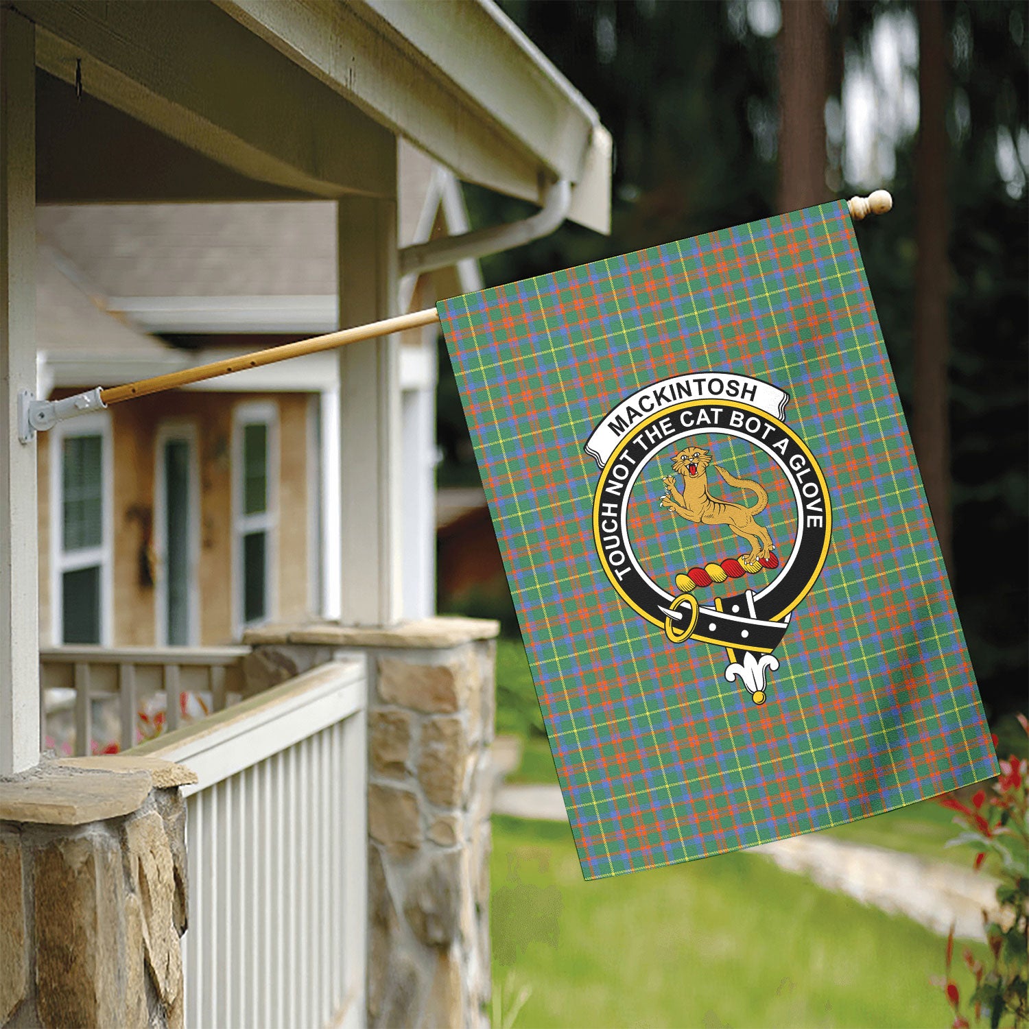 MacKintosh Hunting Ancient Tartan Crest Garden Flag