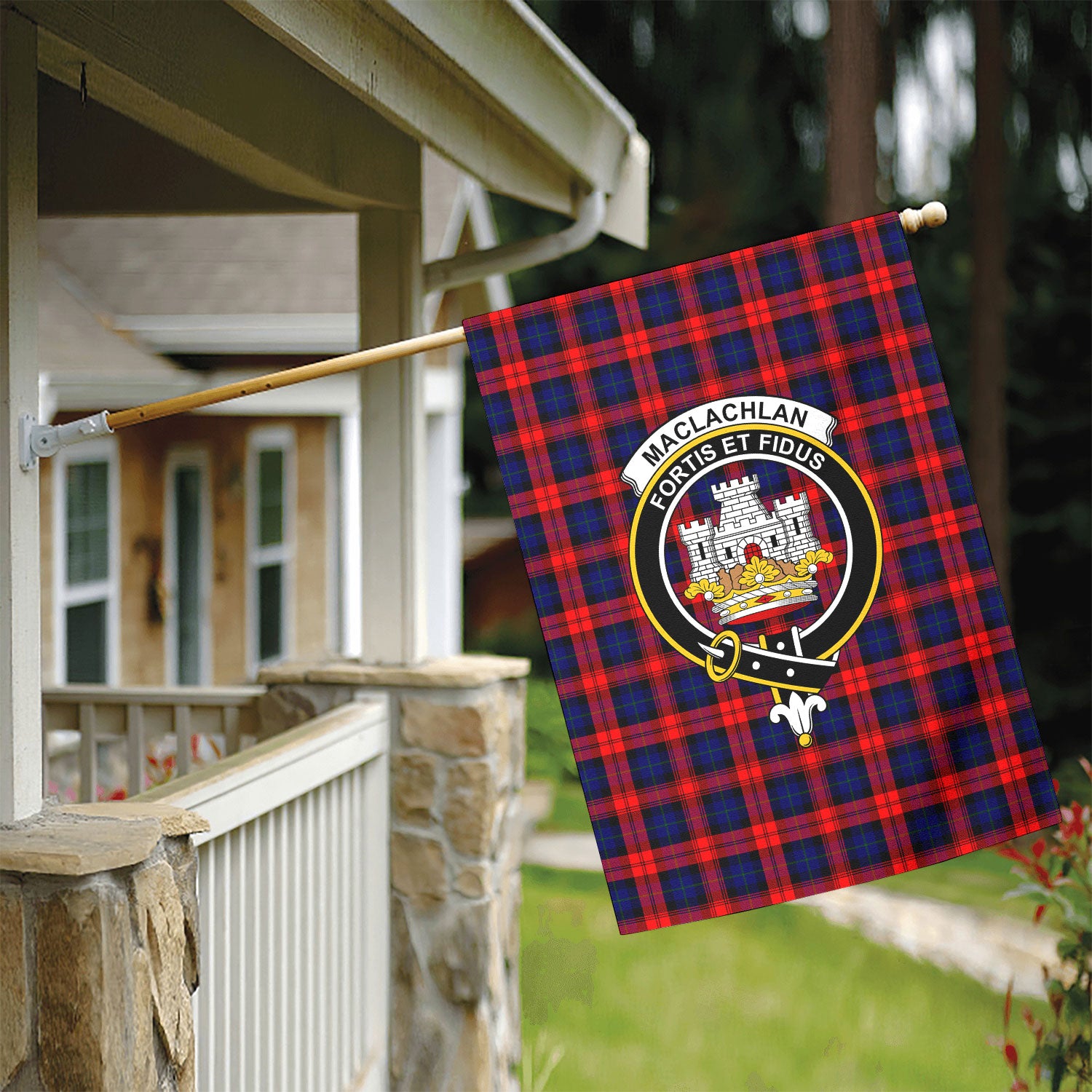 MacLachlan Modern Tartan Crest Garden Flag