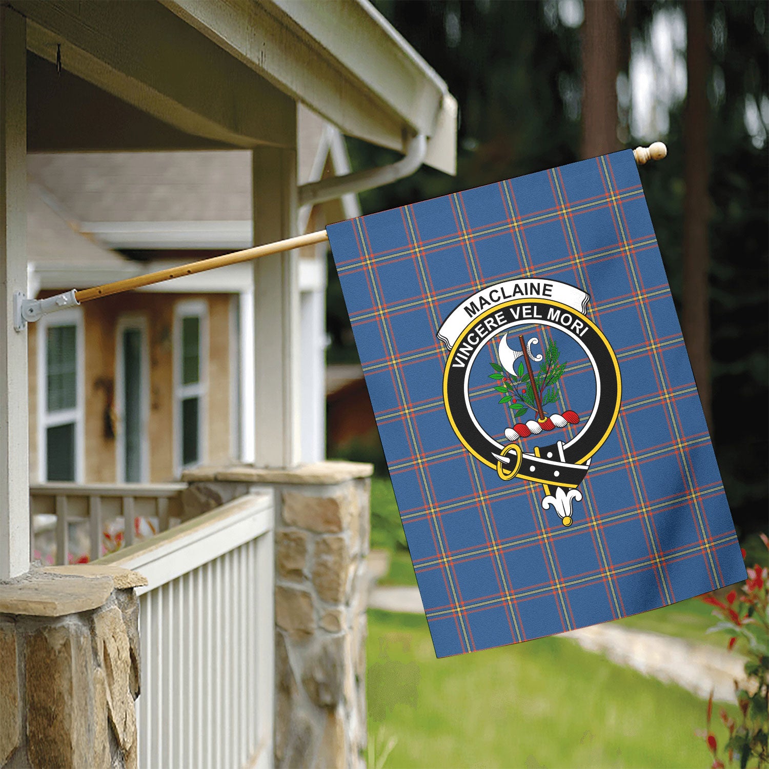 MacLaine of Loch Buie Hunting Ancient Tartan Crest Garden Flag