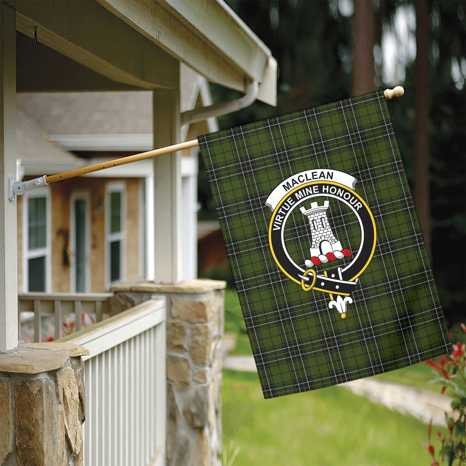 MacLean Hunting Tartan Crest Garden Flag