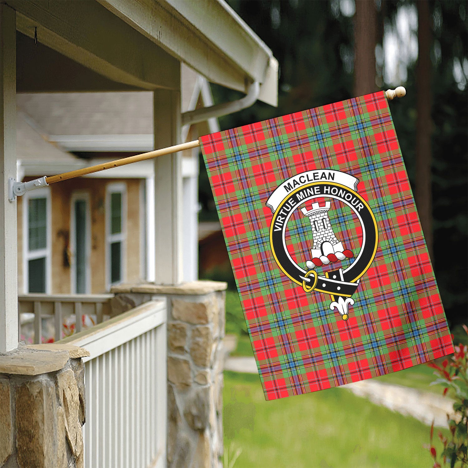 MacLean of Duart Modern Tartan Crest Garden Flag