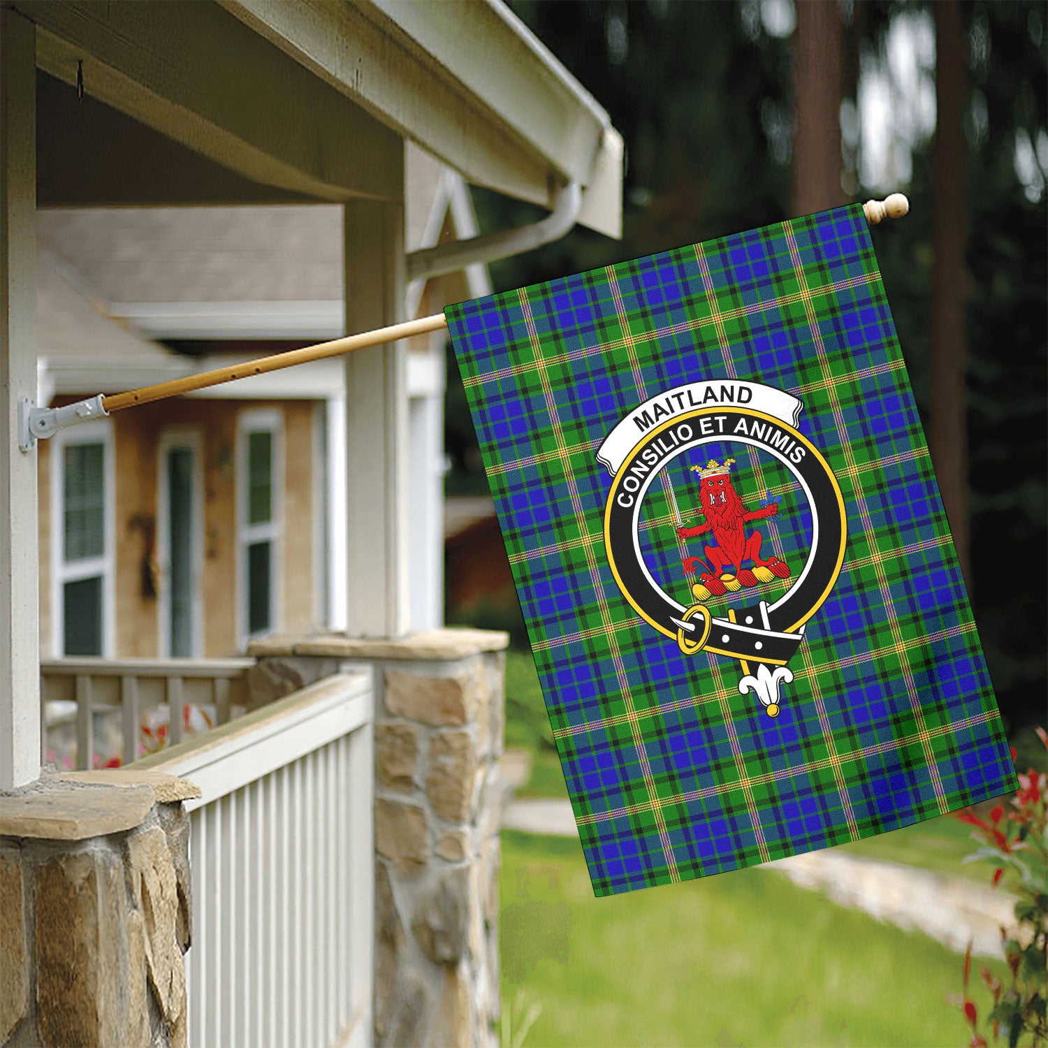 Maitland Tartan Crest Garden Flag