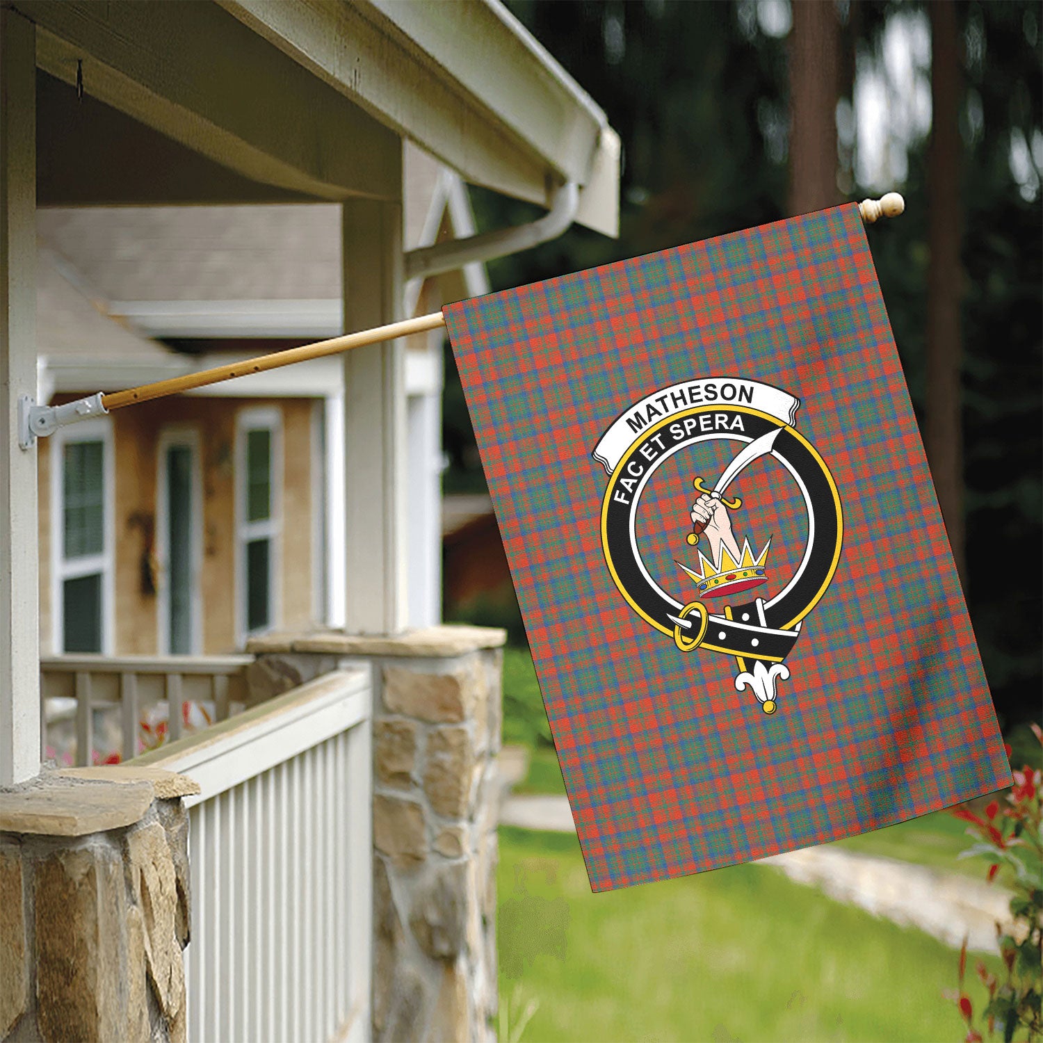 Matheson Ancient Tartan Crest Garden Flag