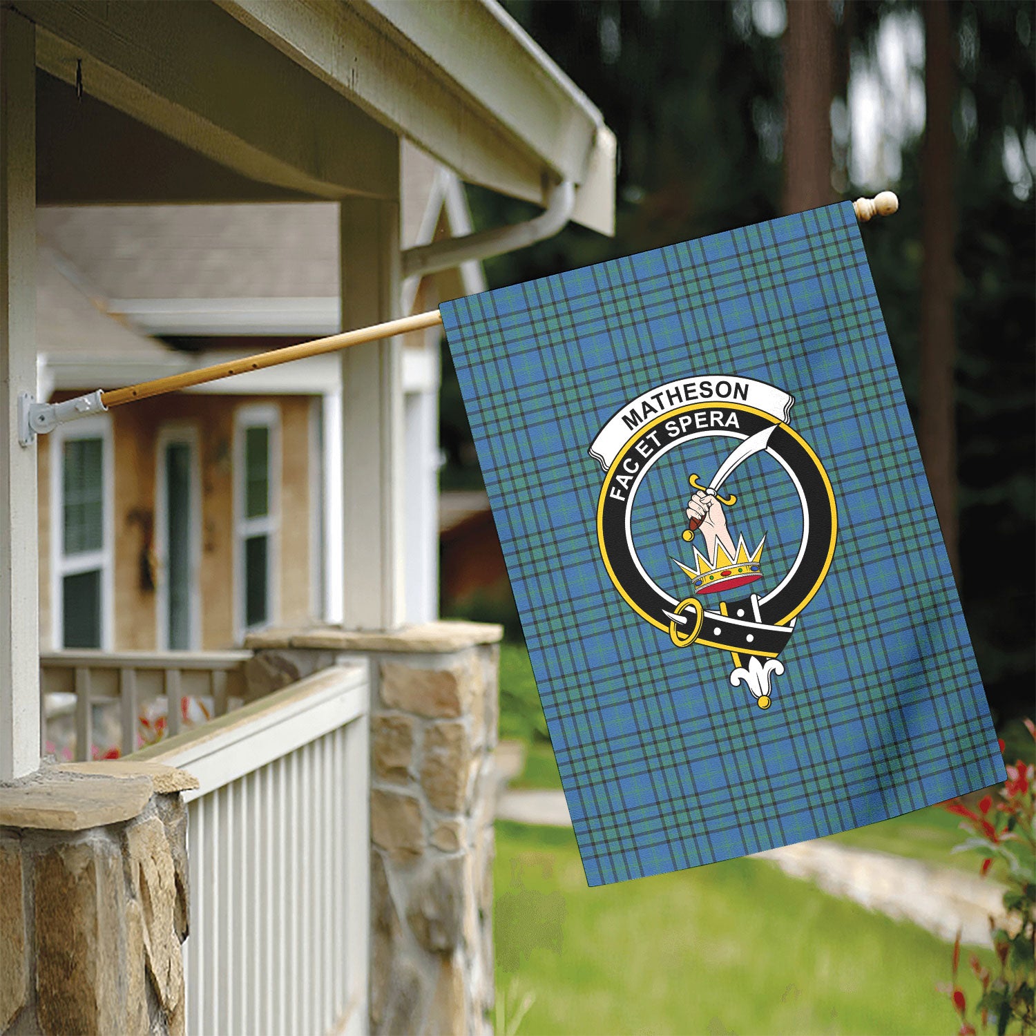 Matheson Hunting Ancient Tartan Crest Garden Flag