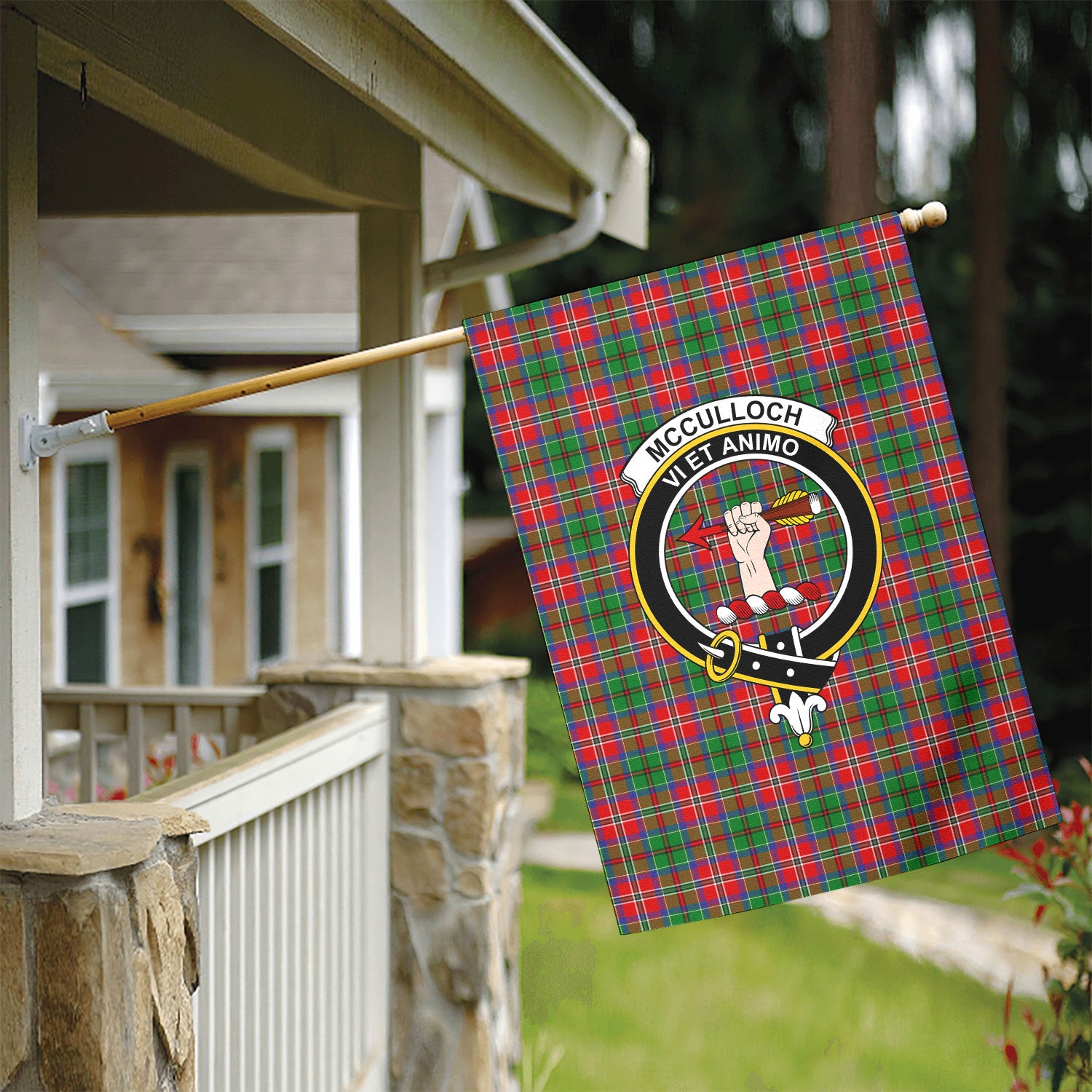 McCulloch Tartan Crest Garden Flag