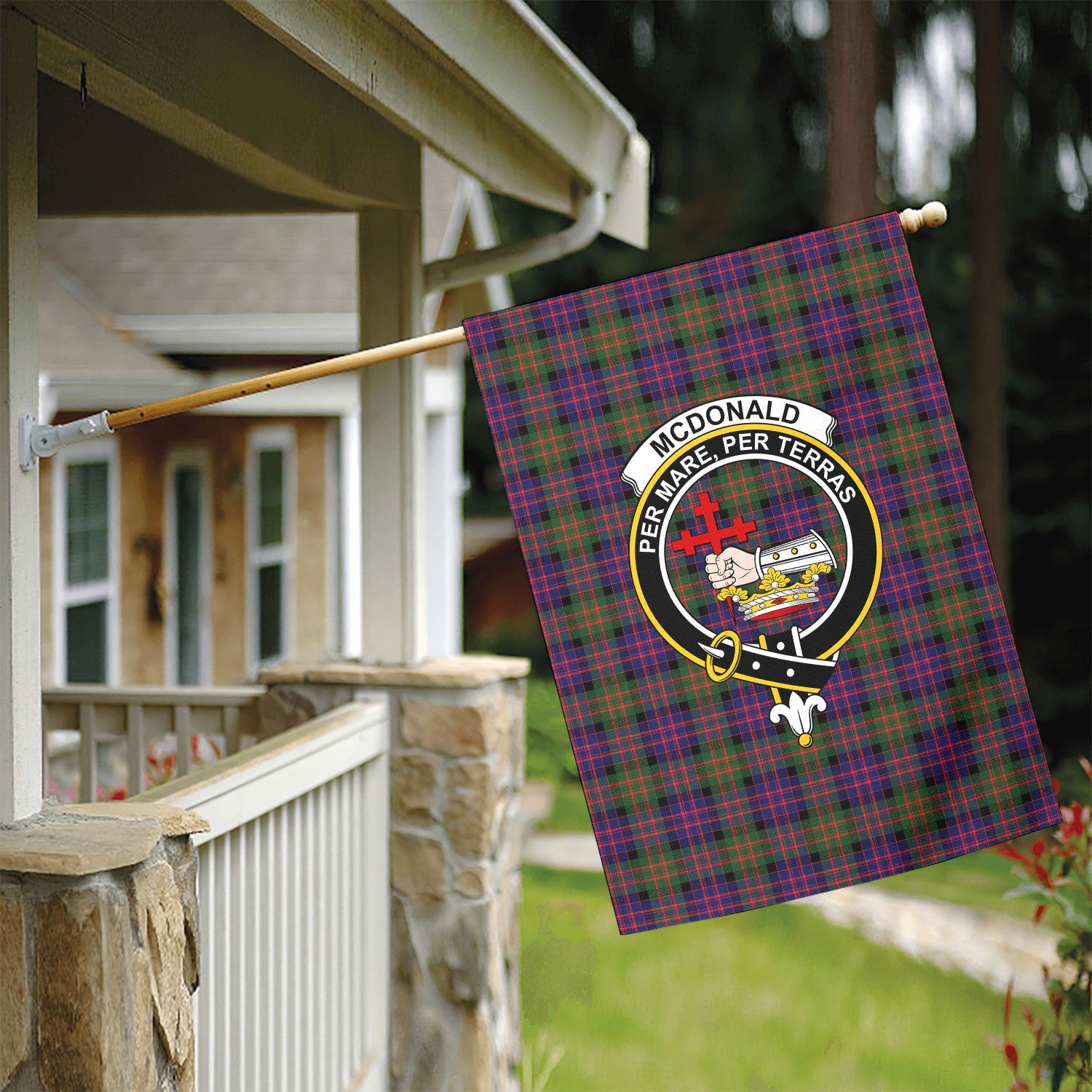 McDonald Modern Tartan Crest Garden Flag