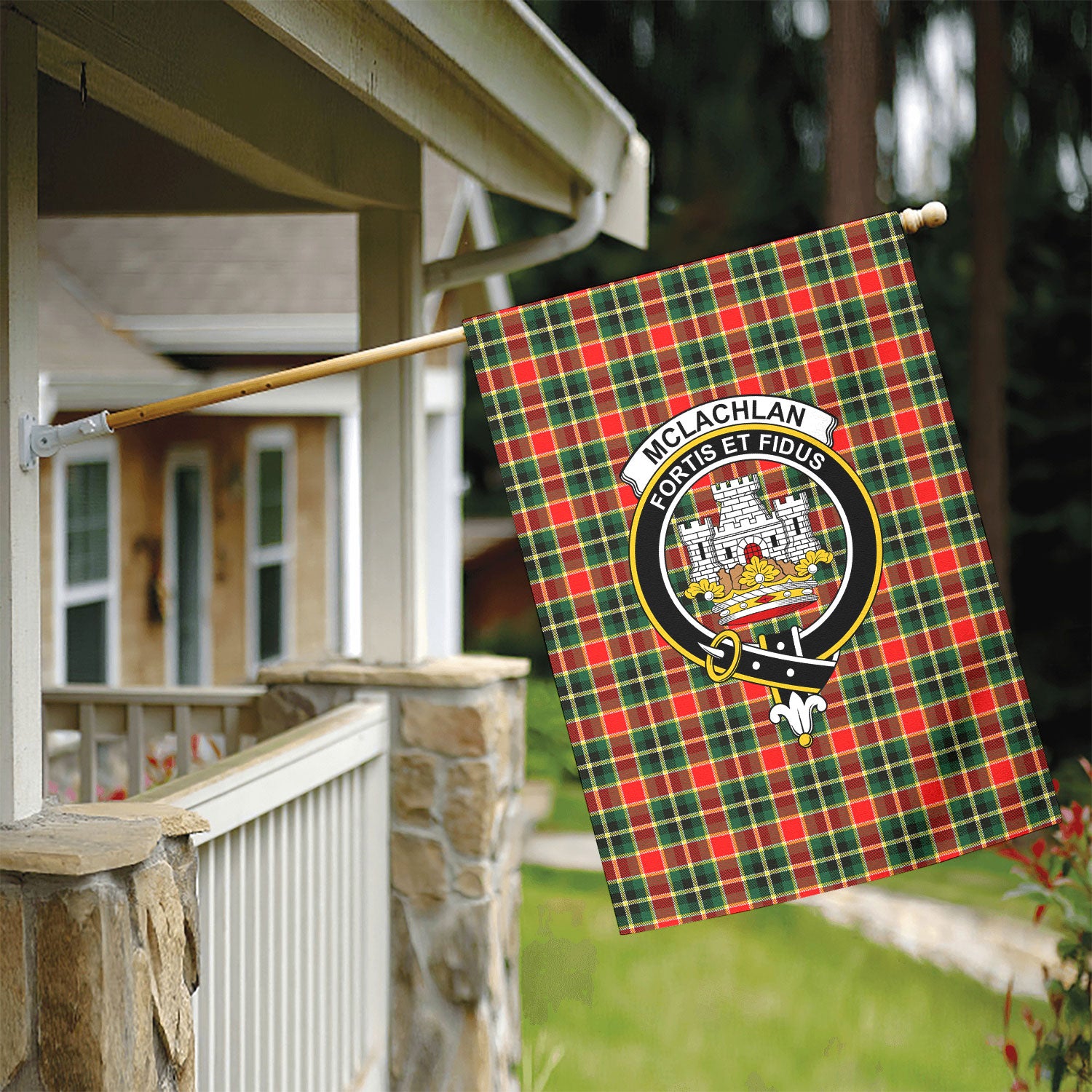 McLachlan Hunting Modern Tartan Crest Garden Flag