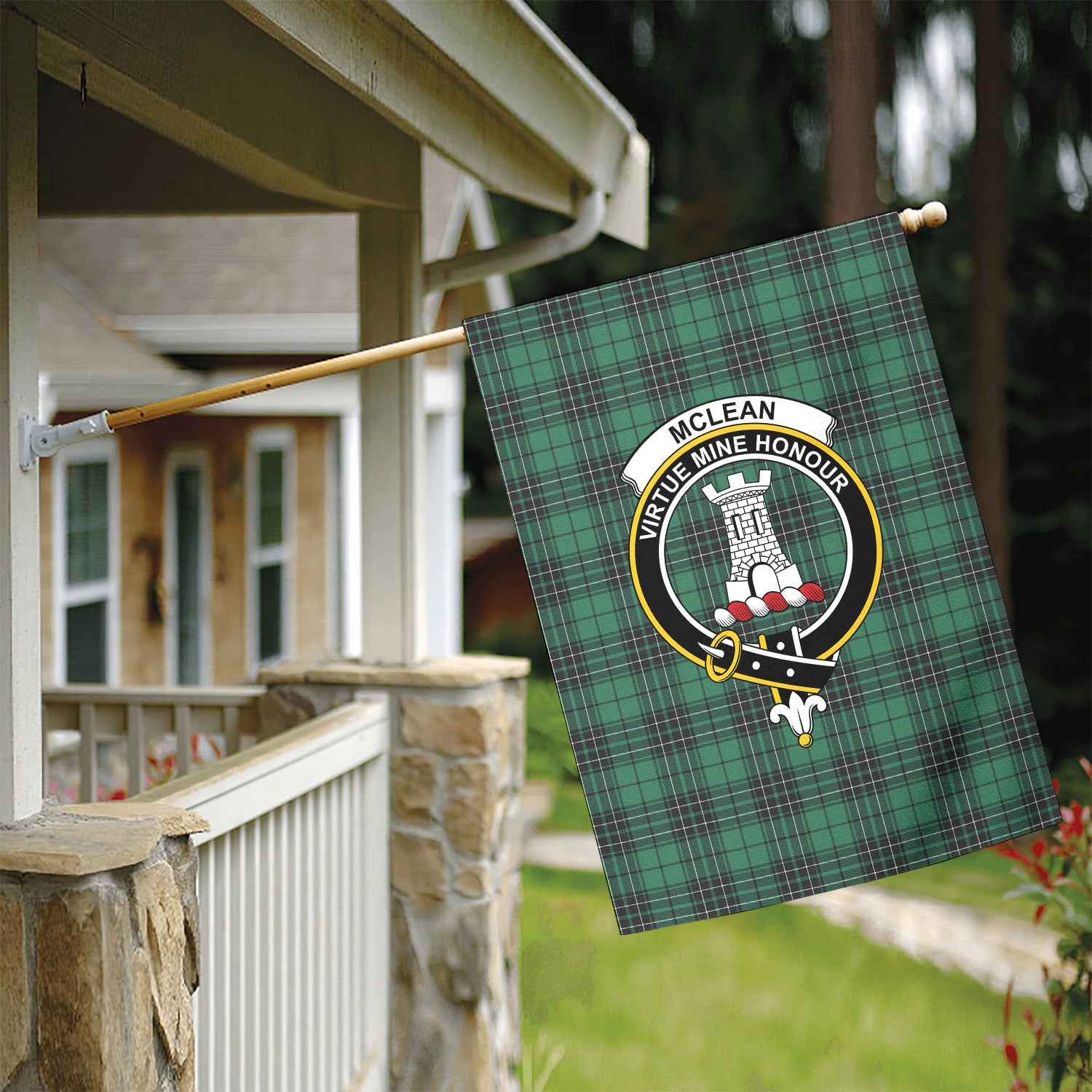 McLean Hunting Ancient Tartan Crest Garden Flag