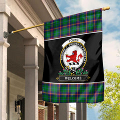 Young Modern Tartan Crest Garden Flag - Welcome Style