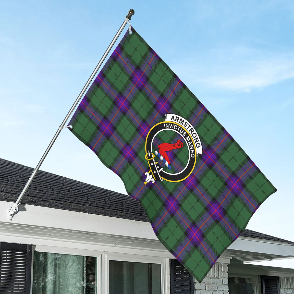 Armstrong Modern Tartan Crest House Flag