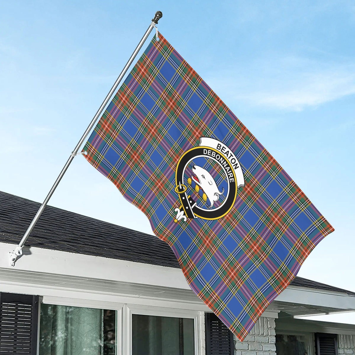 Beaton Ancient Tartan Crest House Flag