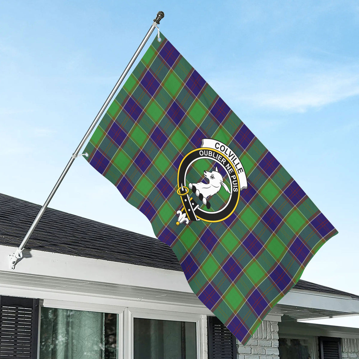 Colville Tartan Crest House Flag