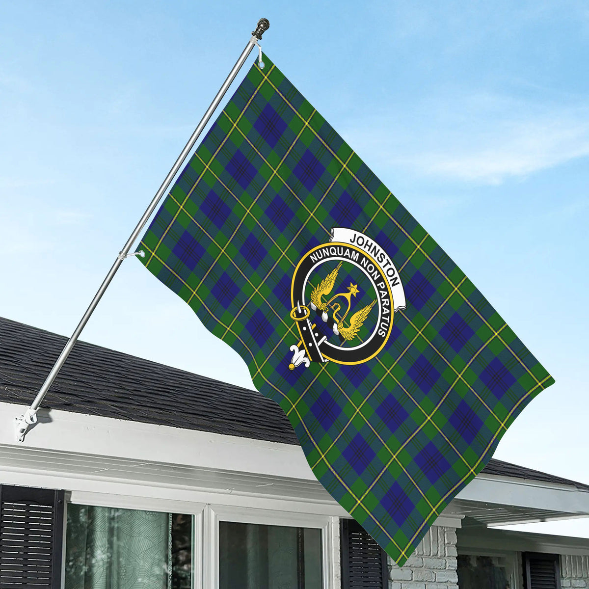 Johnston Modern Tartan Crest House Flag