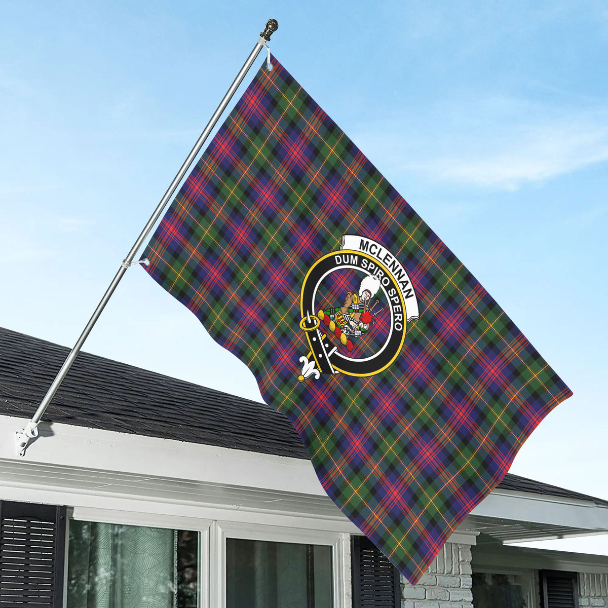 McLennan Modern Tartan Crest House Flag