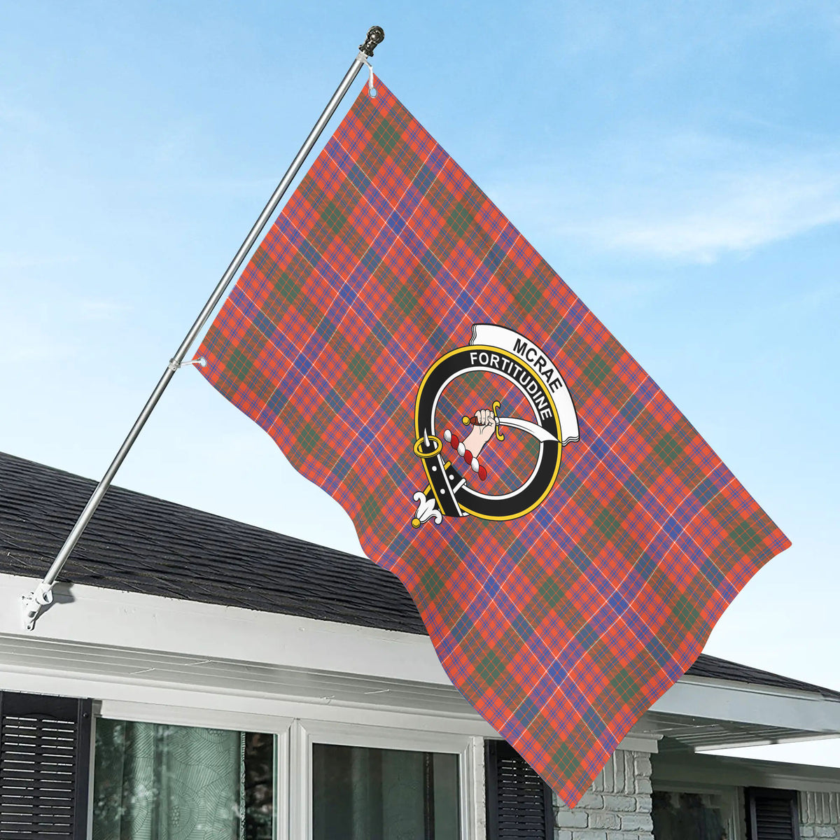 McRae Ancient Tartan Crest House Flag