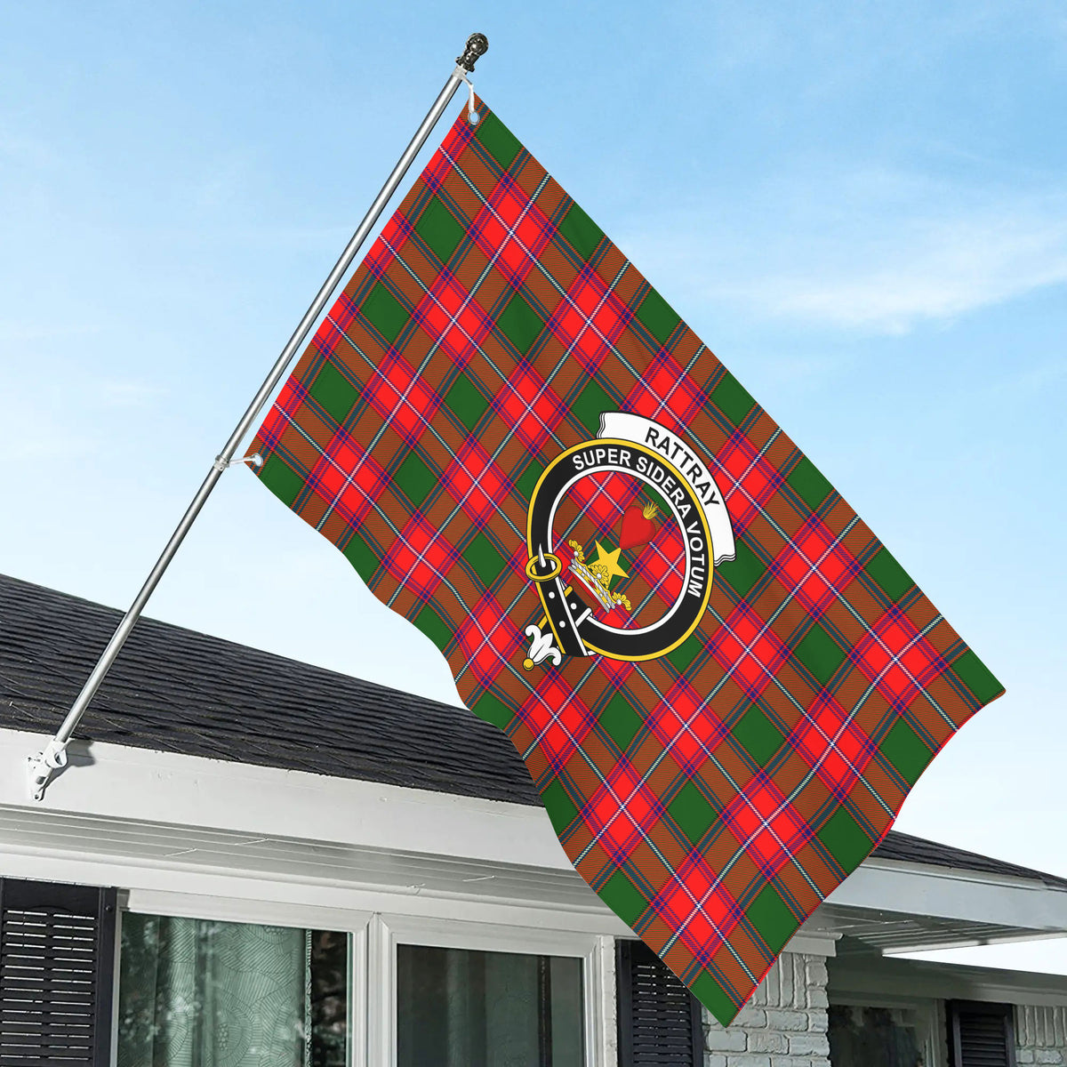 Rattray Modern Tartan Crest House Flag