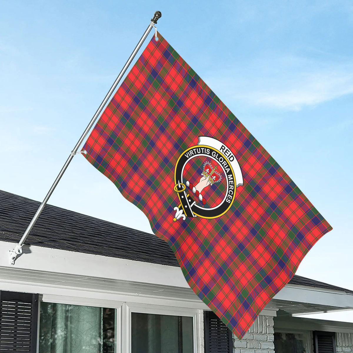 Reid Modern Tartan Crest House Flag