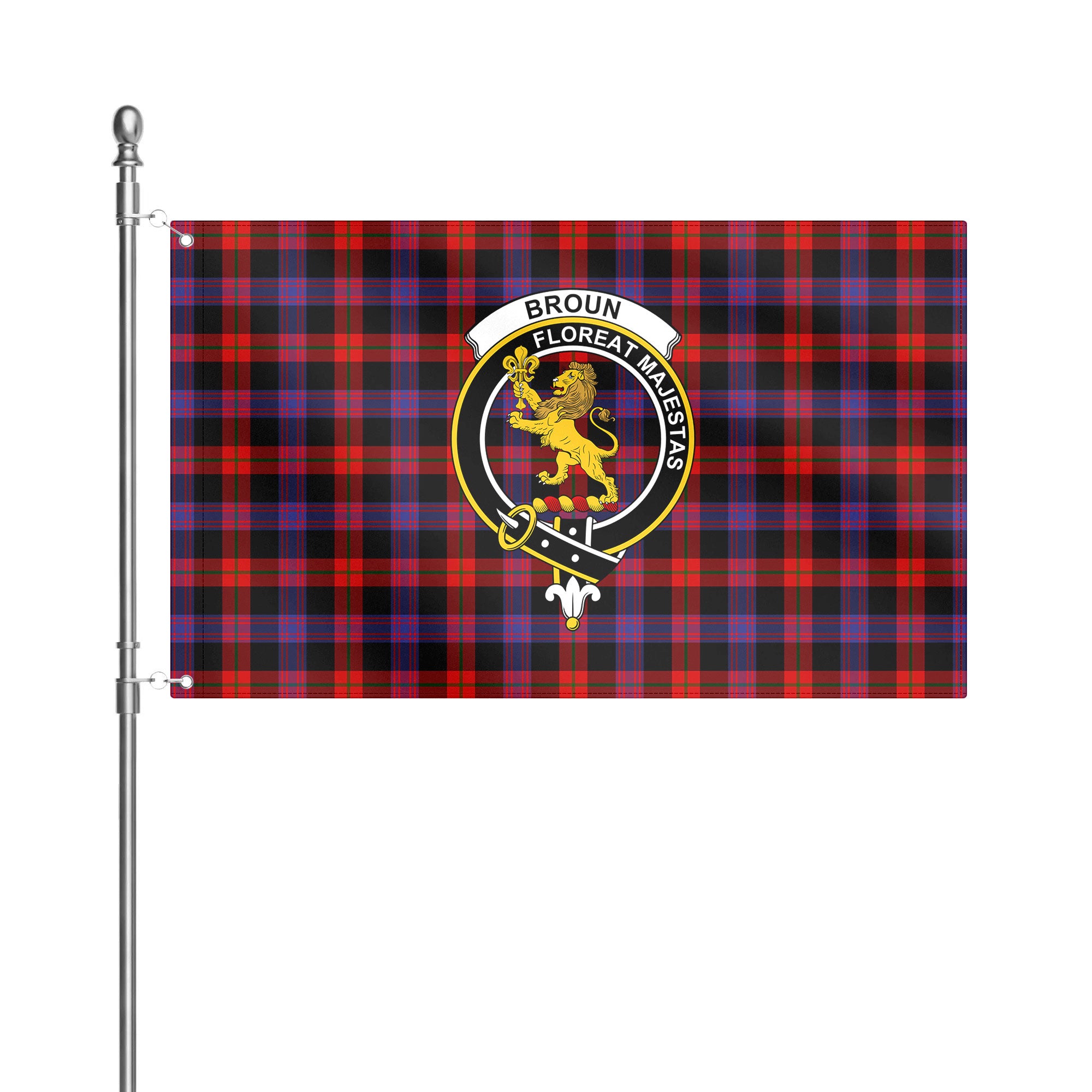 Broun Modern Tartan Crest House Flag