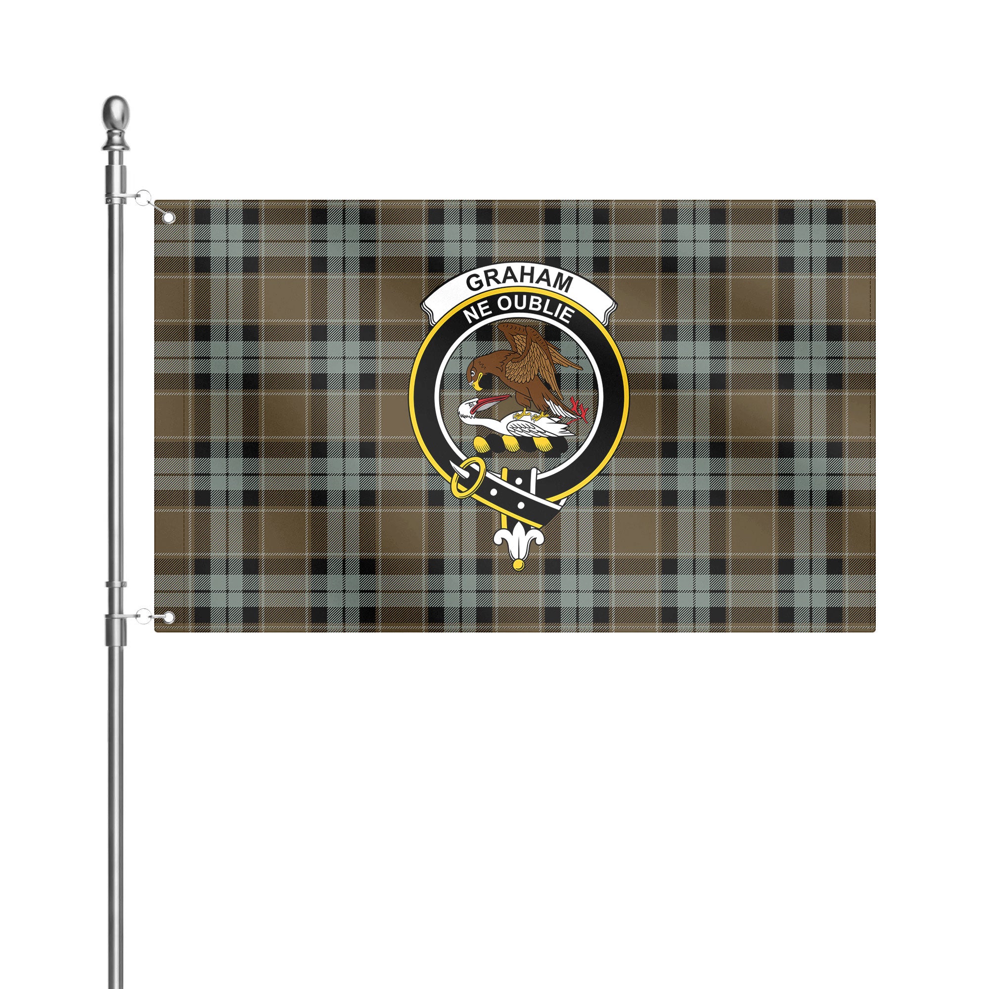 Graham of Menteith Weathered Tartan Crest House Flag