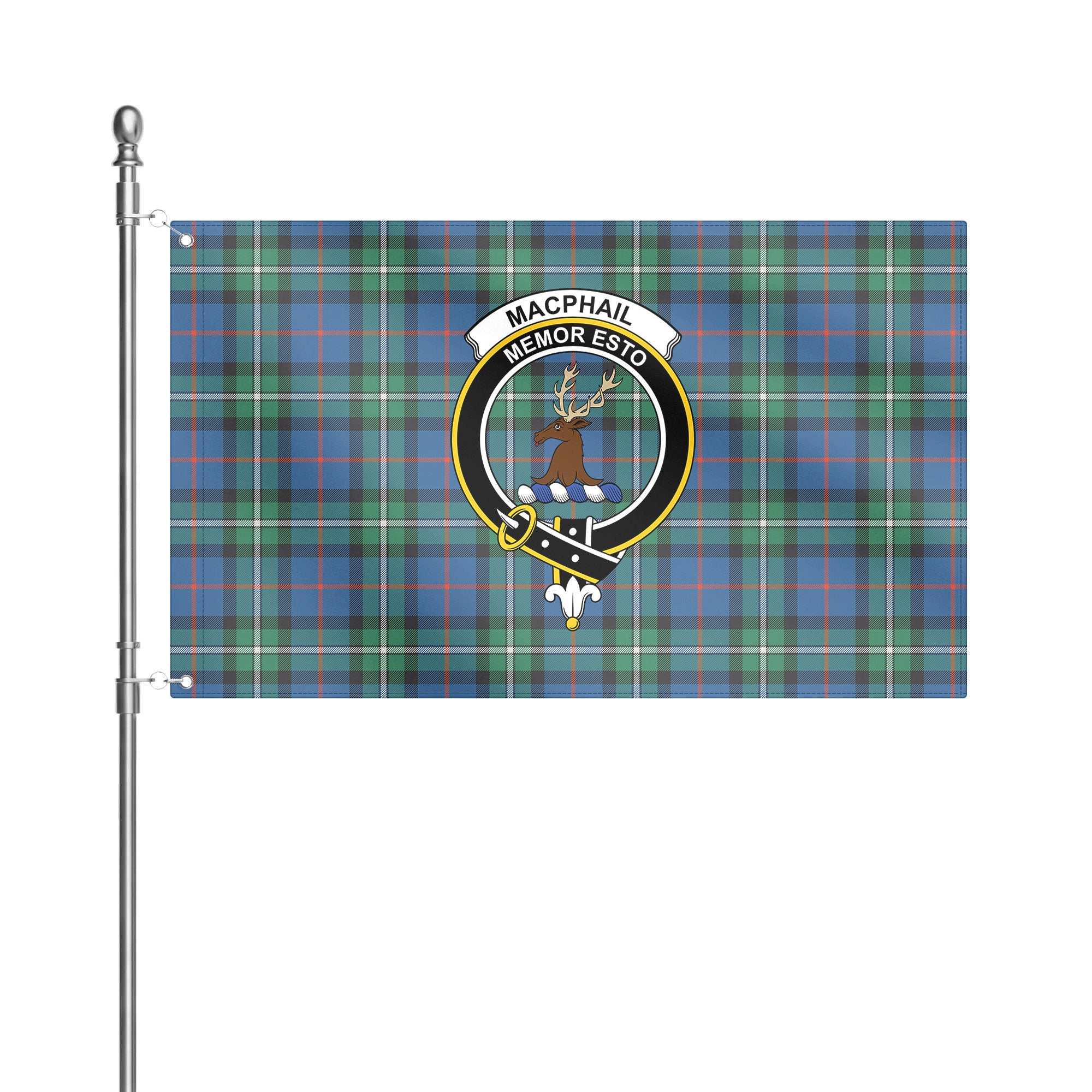 MacPhail Hunting Ancient Tartan Crest House Flag