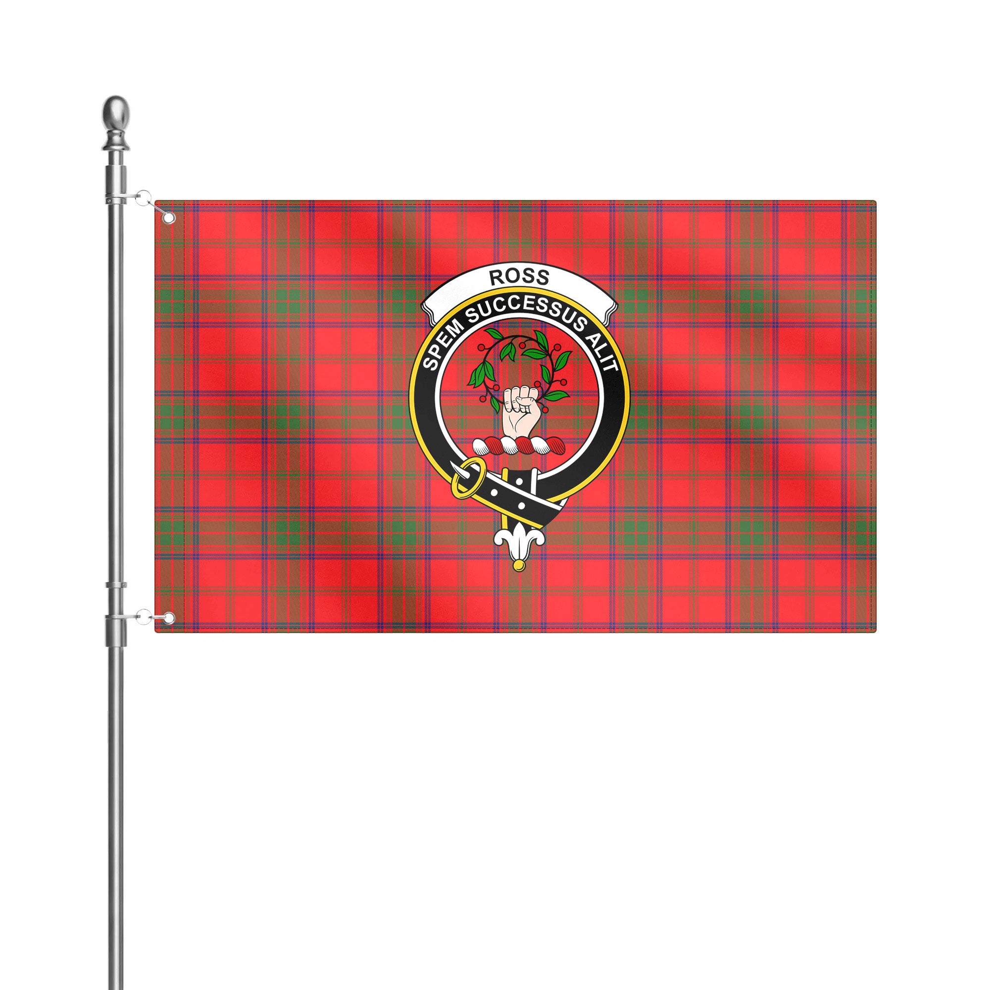 Ross Modern Tartan Crest House Flag