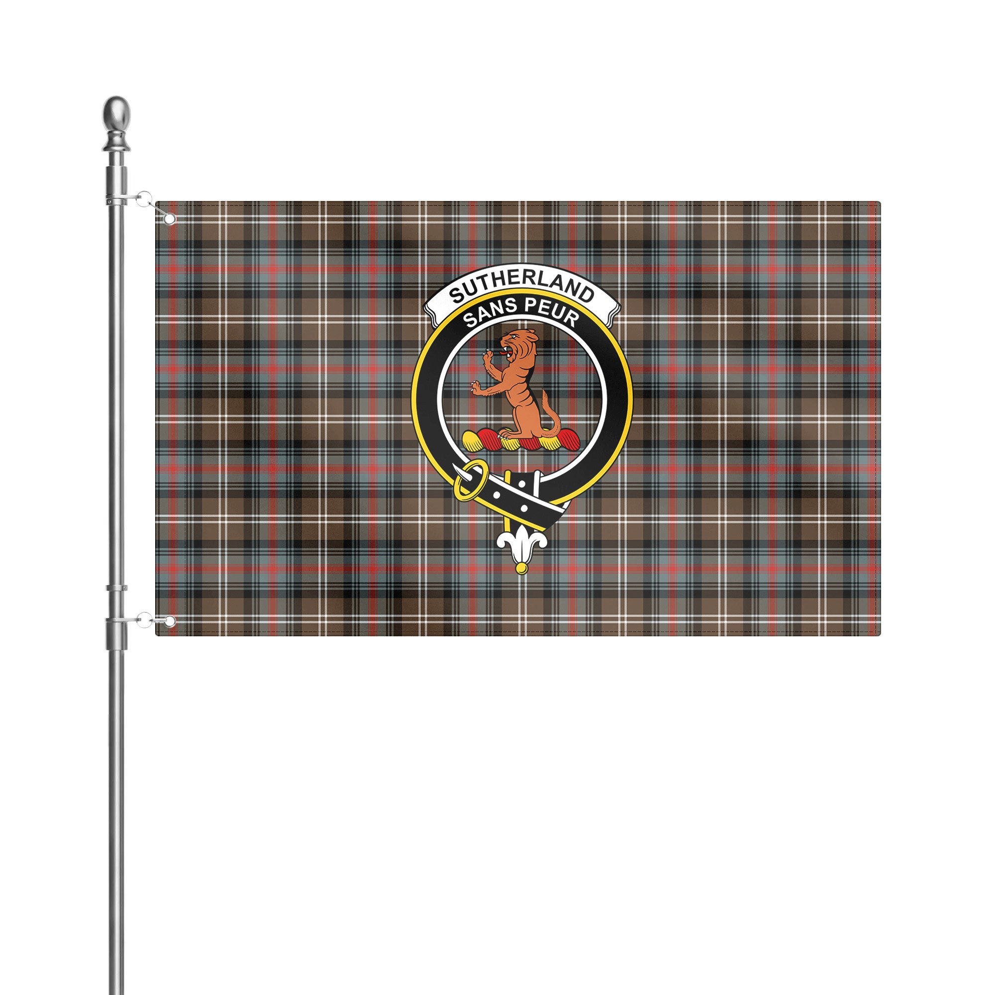 Sutherland Weathered Tartan Crest House Flag