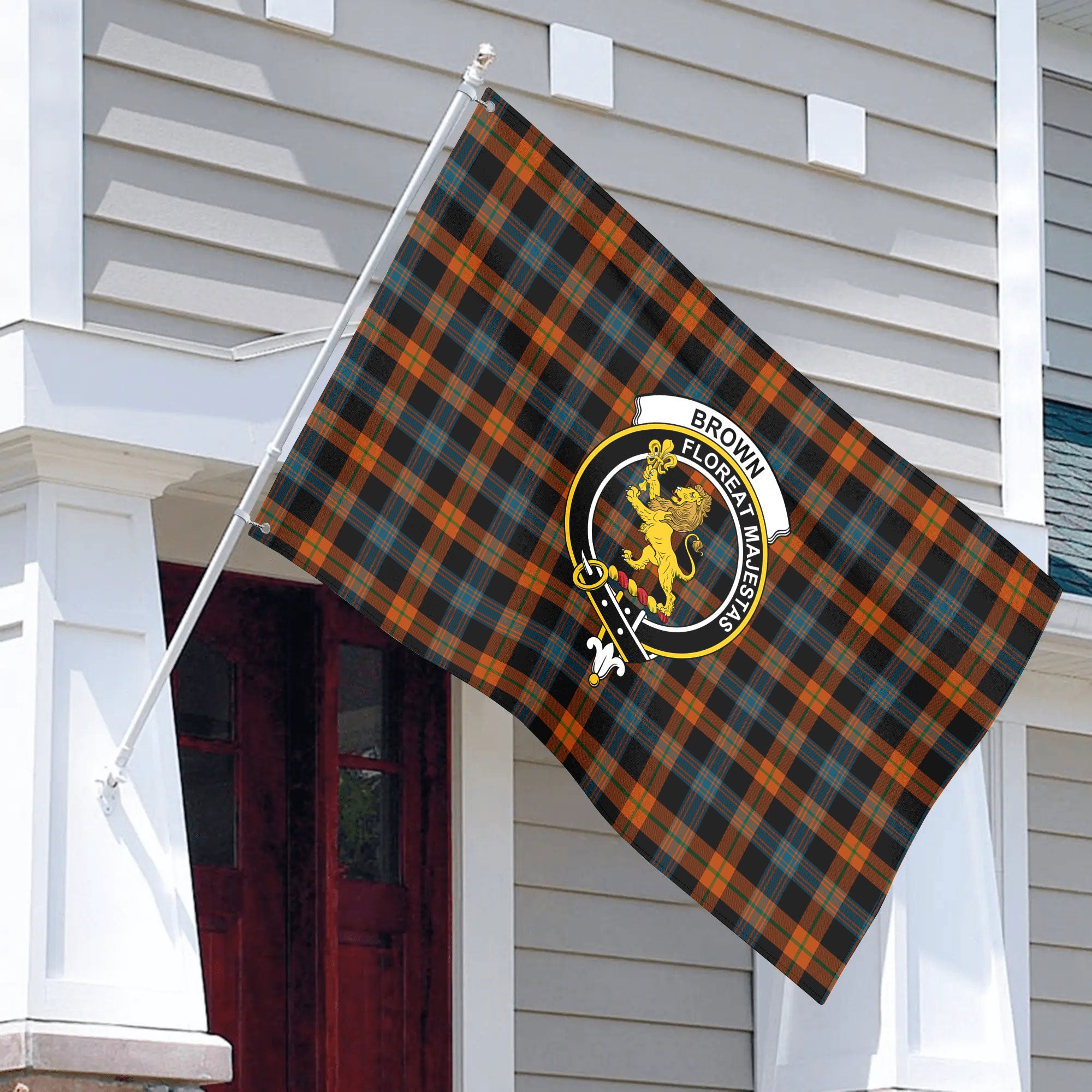 Brown Ancient Tartan Crest House Flag