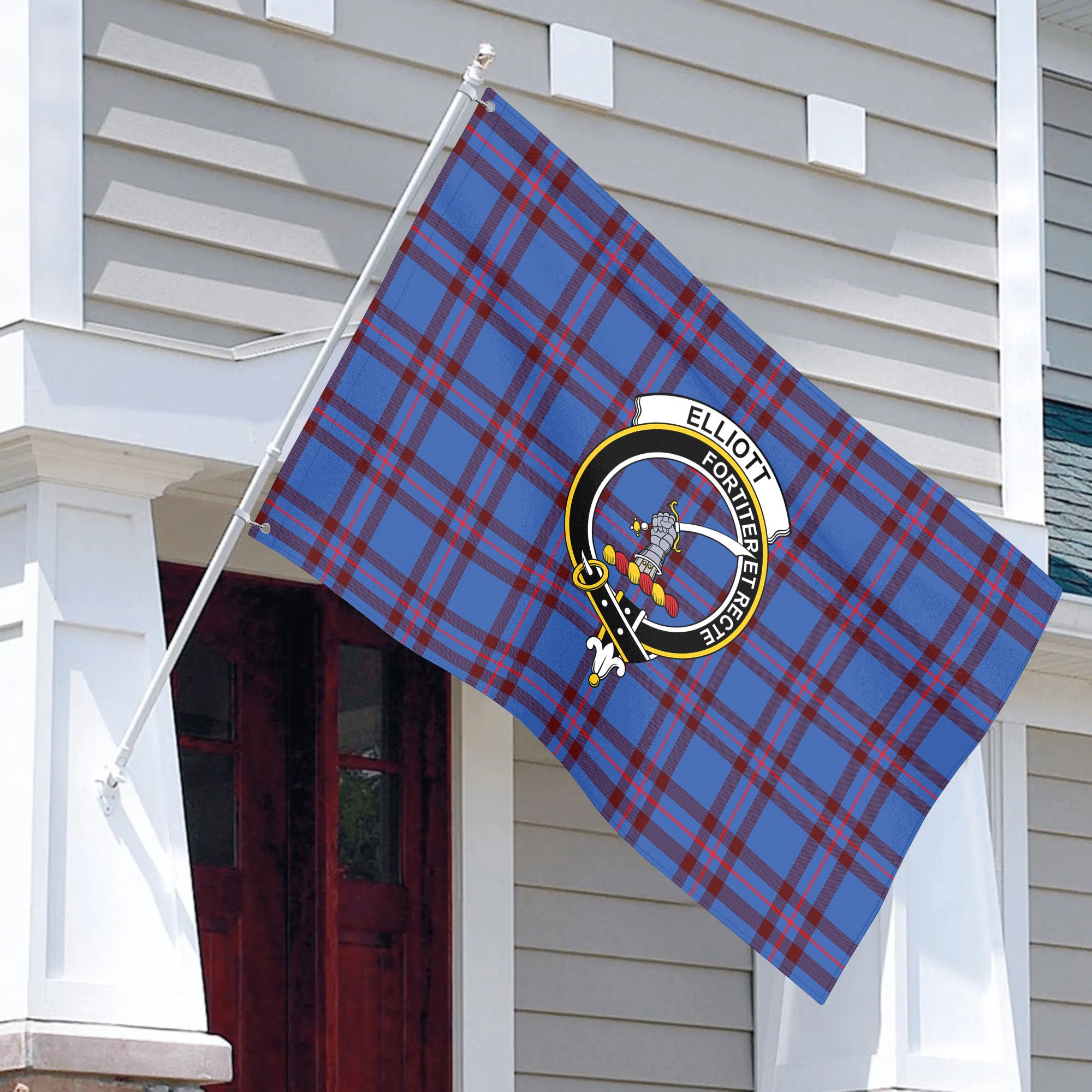 Elliott Modern Tartan Crest House Flag