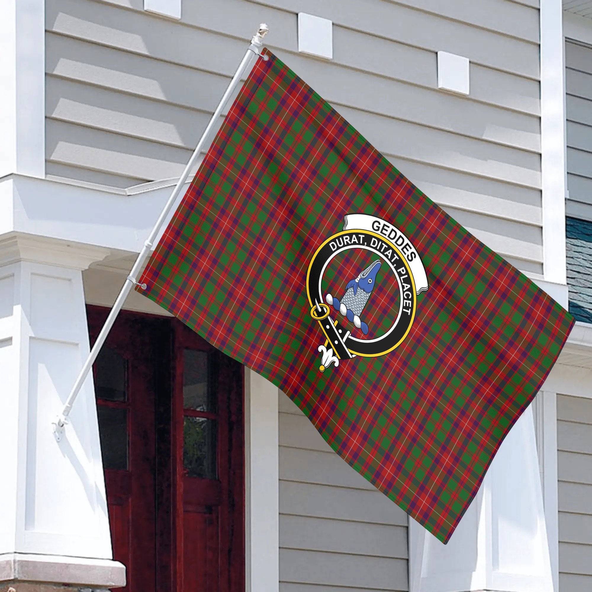 Geddes Tartan Crest House Flag