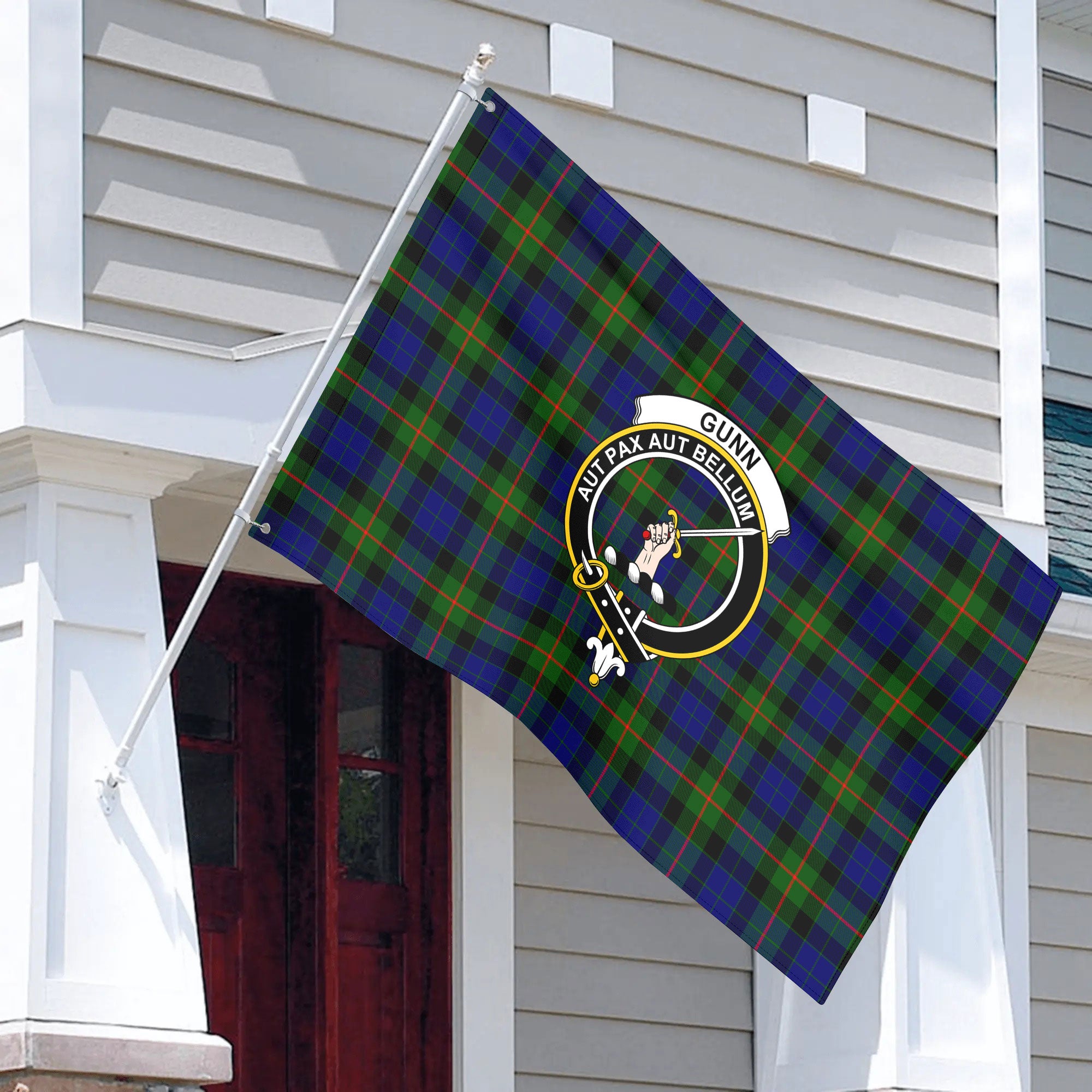Gunn Modern Tartan Crest House Flag